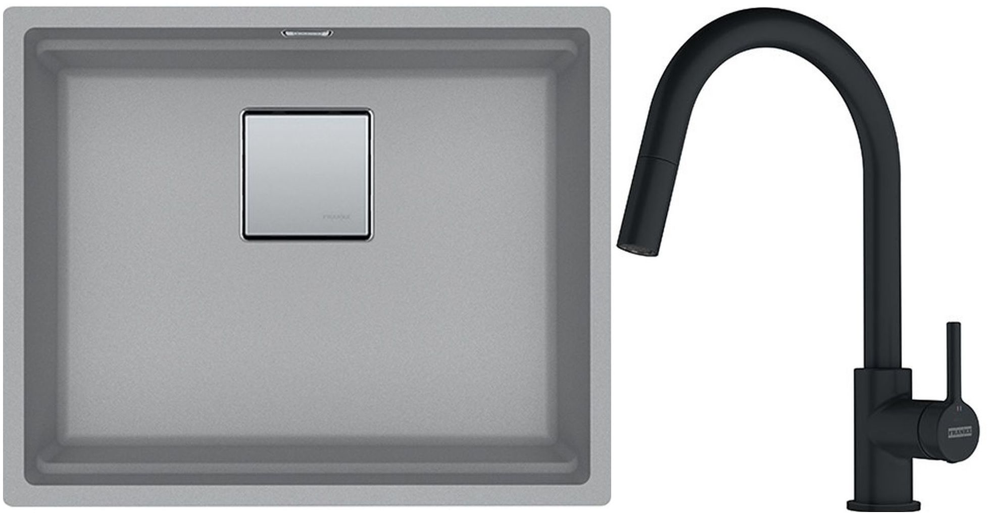 Set Granitspüle Franke Kanon 125.0528.615, Küchenarmatur Franke Lina 115.0626.053