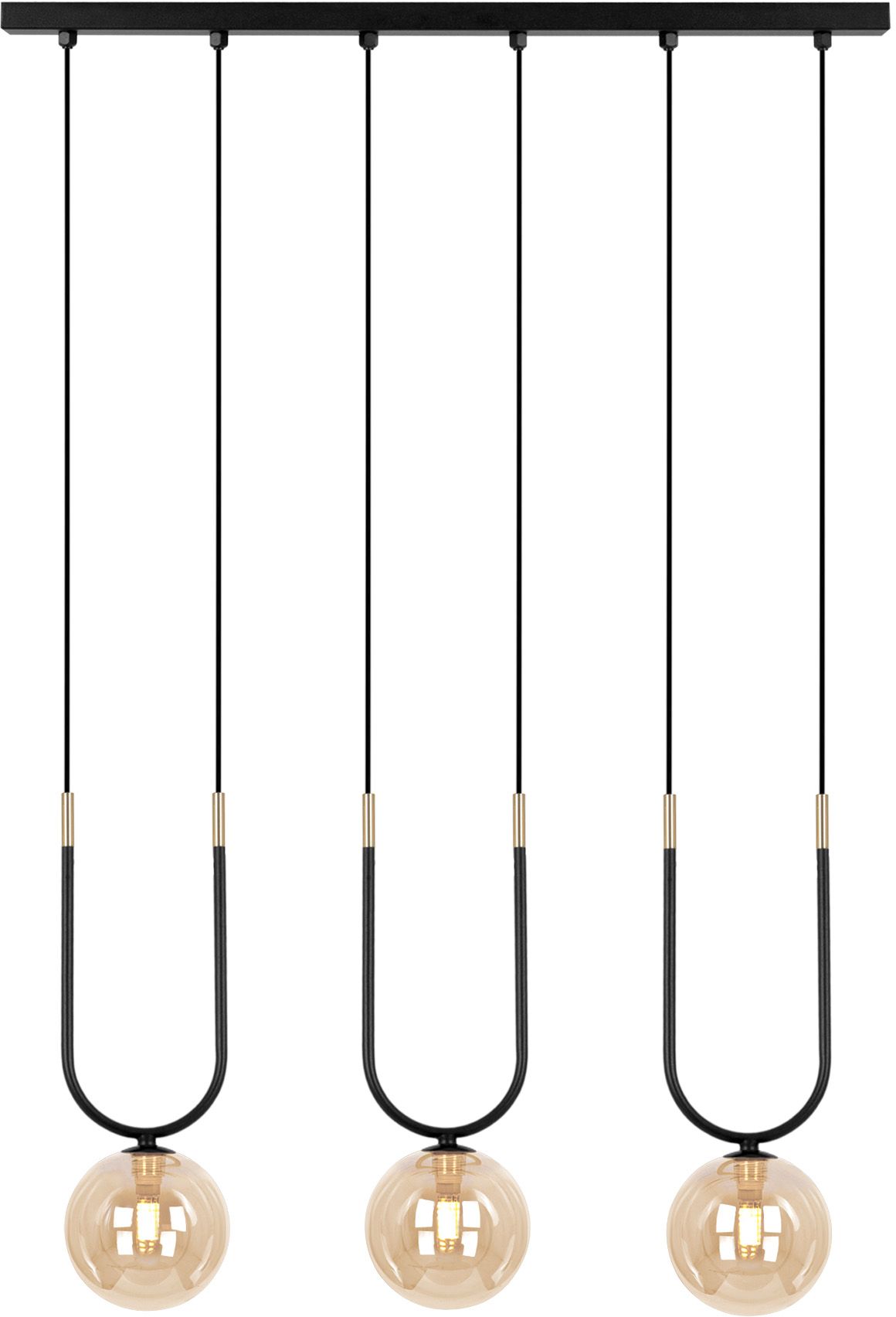 Kaja Goldi Pendelleuchte 3x10 W schwarz-gold-bernstein K-5596