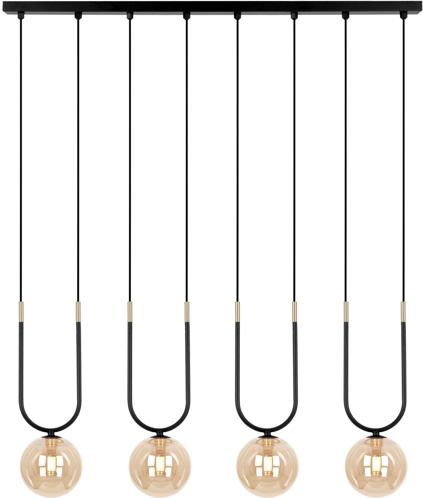 Kaja Goldi Pendelleuchte 4x10 W schwarz-gold-bernstein K-5597