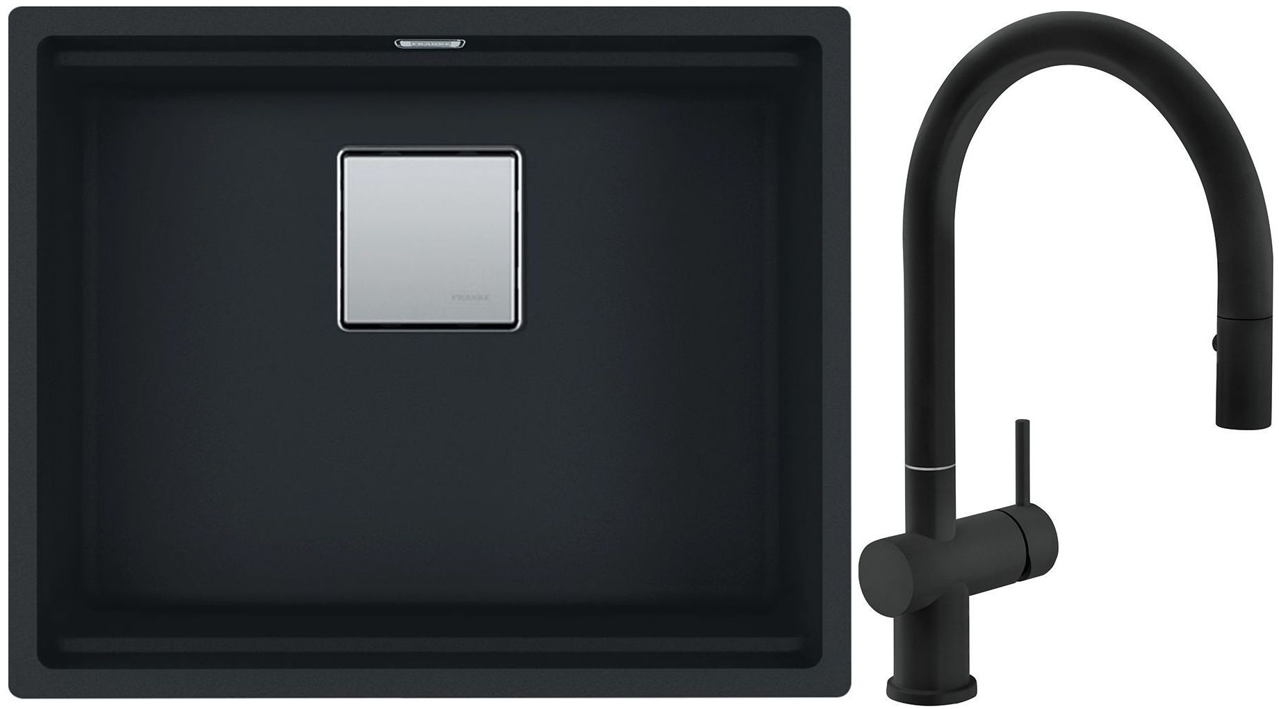Set Granitspüle Franke Kanon 125.0633.002, Küchenarmatur Franke Active Neo 115.0653.404