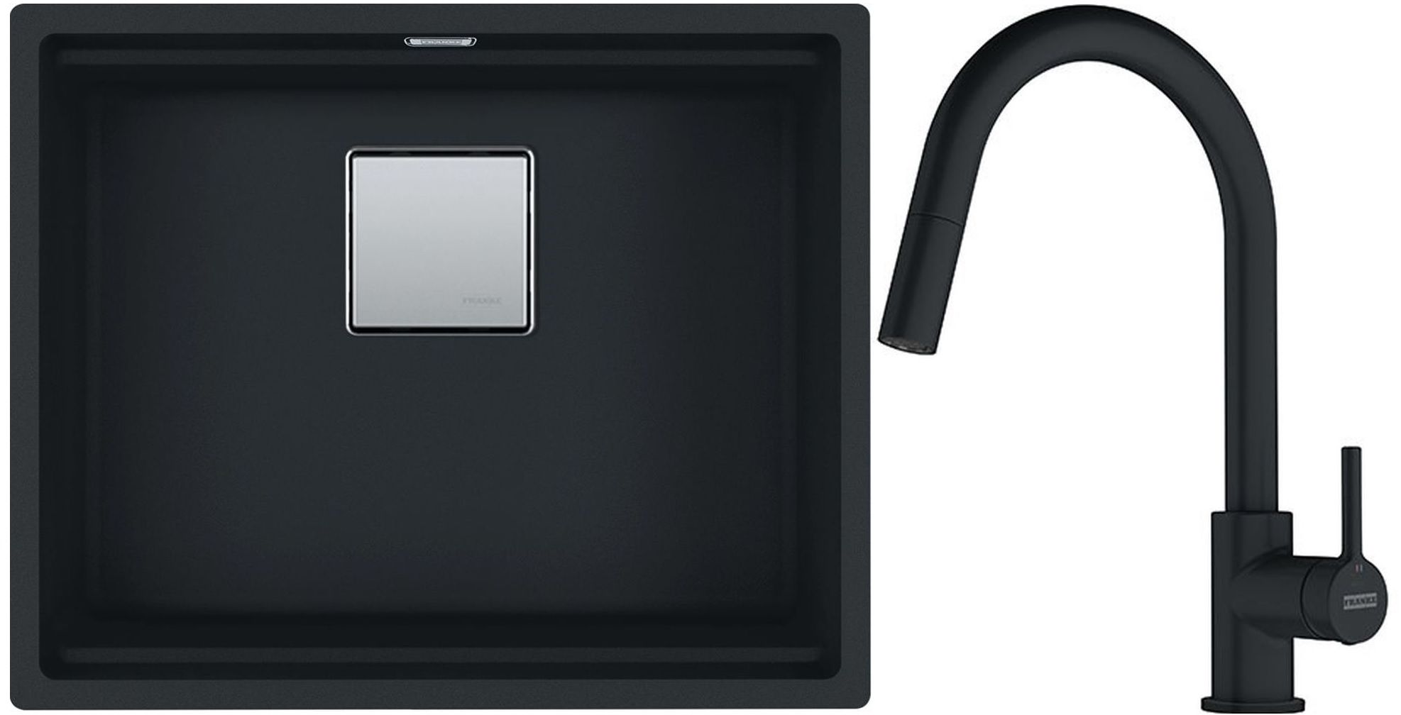 Set Granitspüle Franke Kanon 125.0633.003, Küchenarmatur Franke Lina 115.0626.053