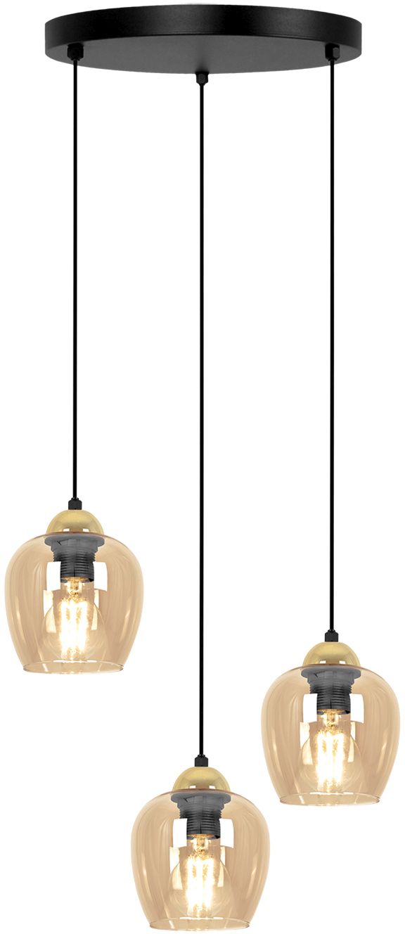 Kaja Tula Pendelleuchte 3x15 W schwarz-gold-bernstein K-5606