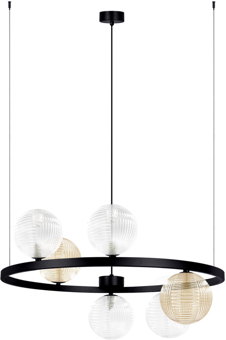 Kaja Saturno Pendelleuchte 6x10 W schwarz-transparent-bernstein K-5697