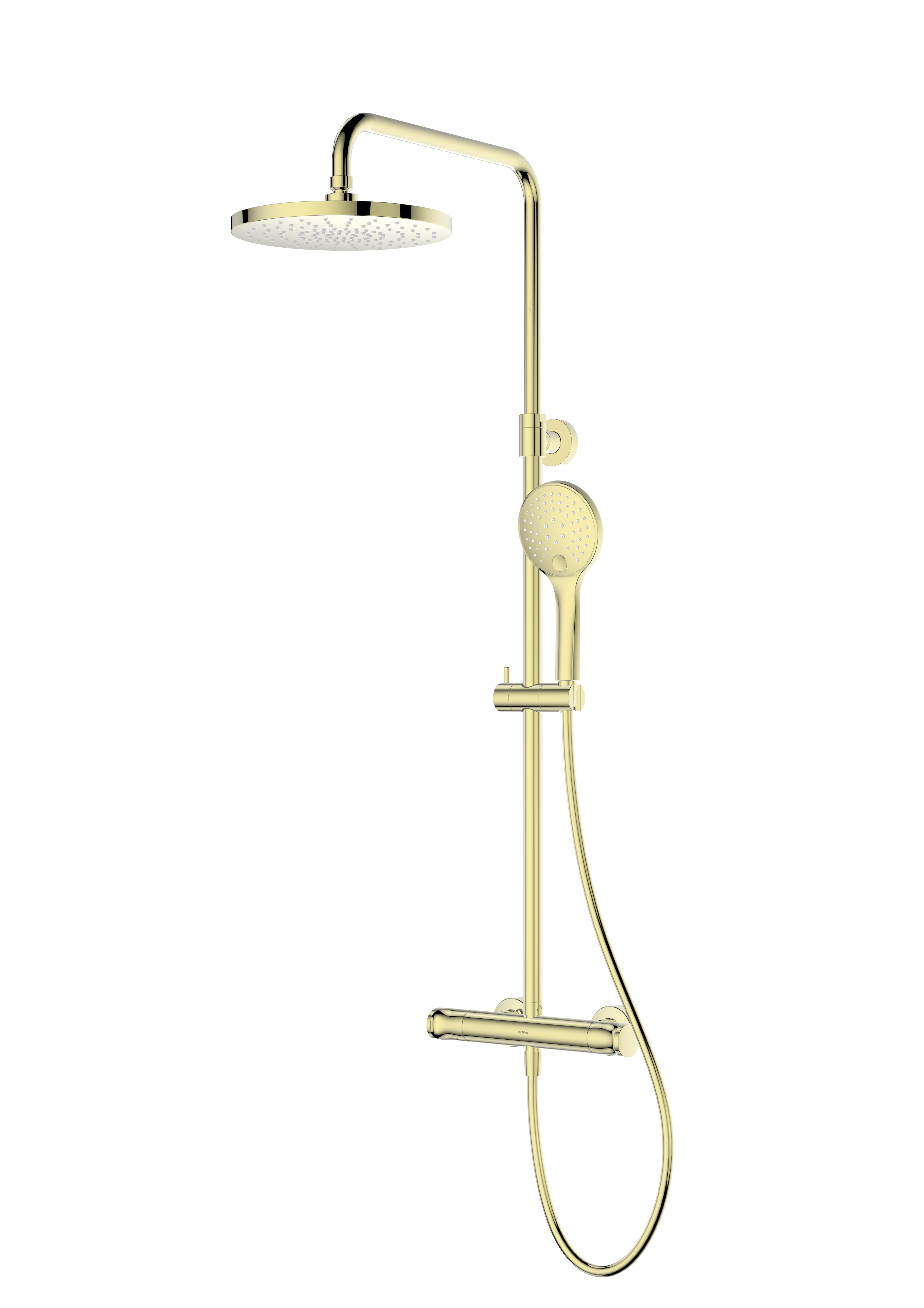 Oltens Vatten Duschset Wandmontage mit Thermostat mit Regenbrause goldener Glanz 36505800