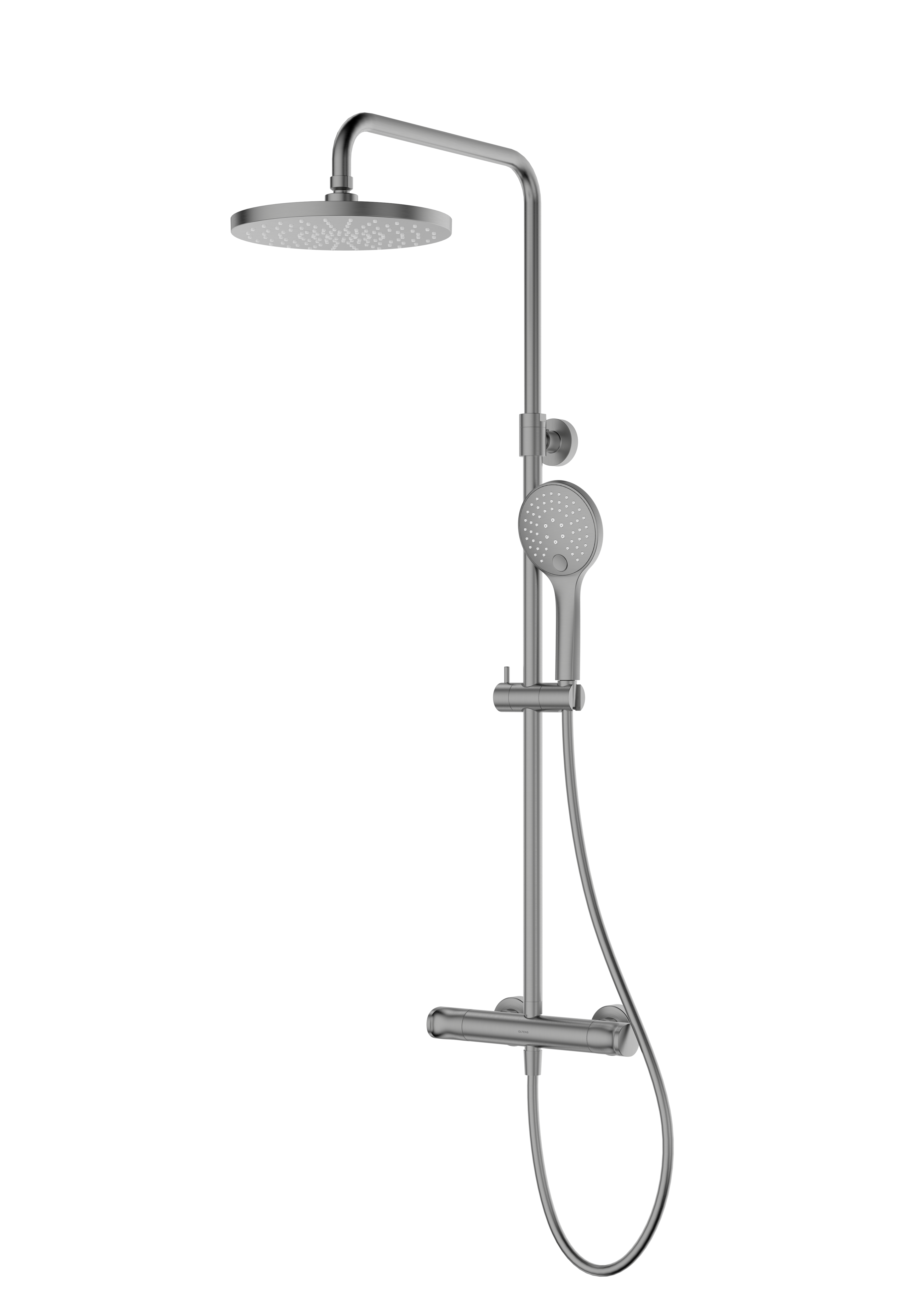 Oltens Vatten Duschset Wandmontage mit Thermostat mit Regenbrause graphit 36505400