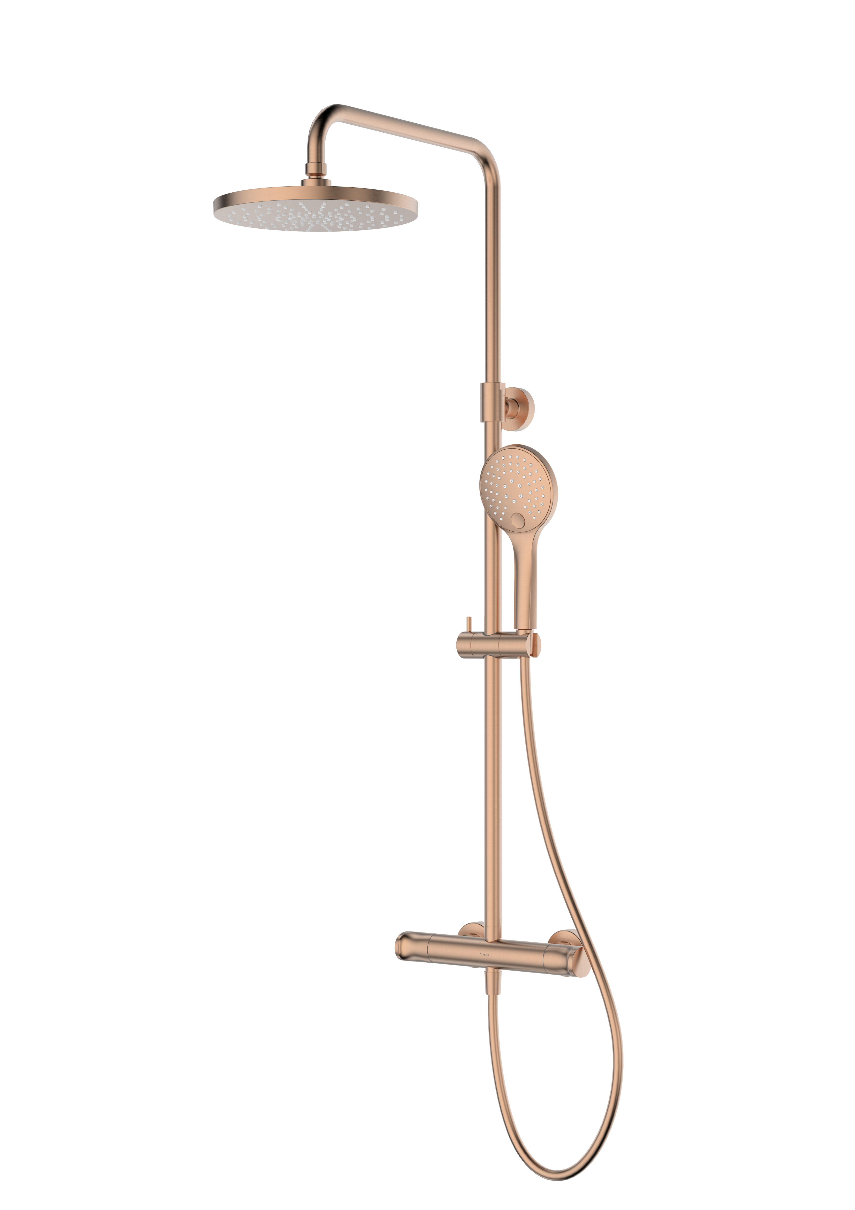 Oltens Vatten Duschset Wandmontage mit Thermostat mit Regenbrause kupfer gebürstet 36505610