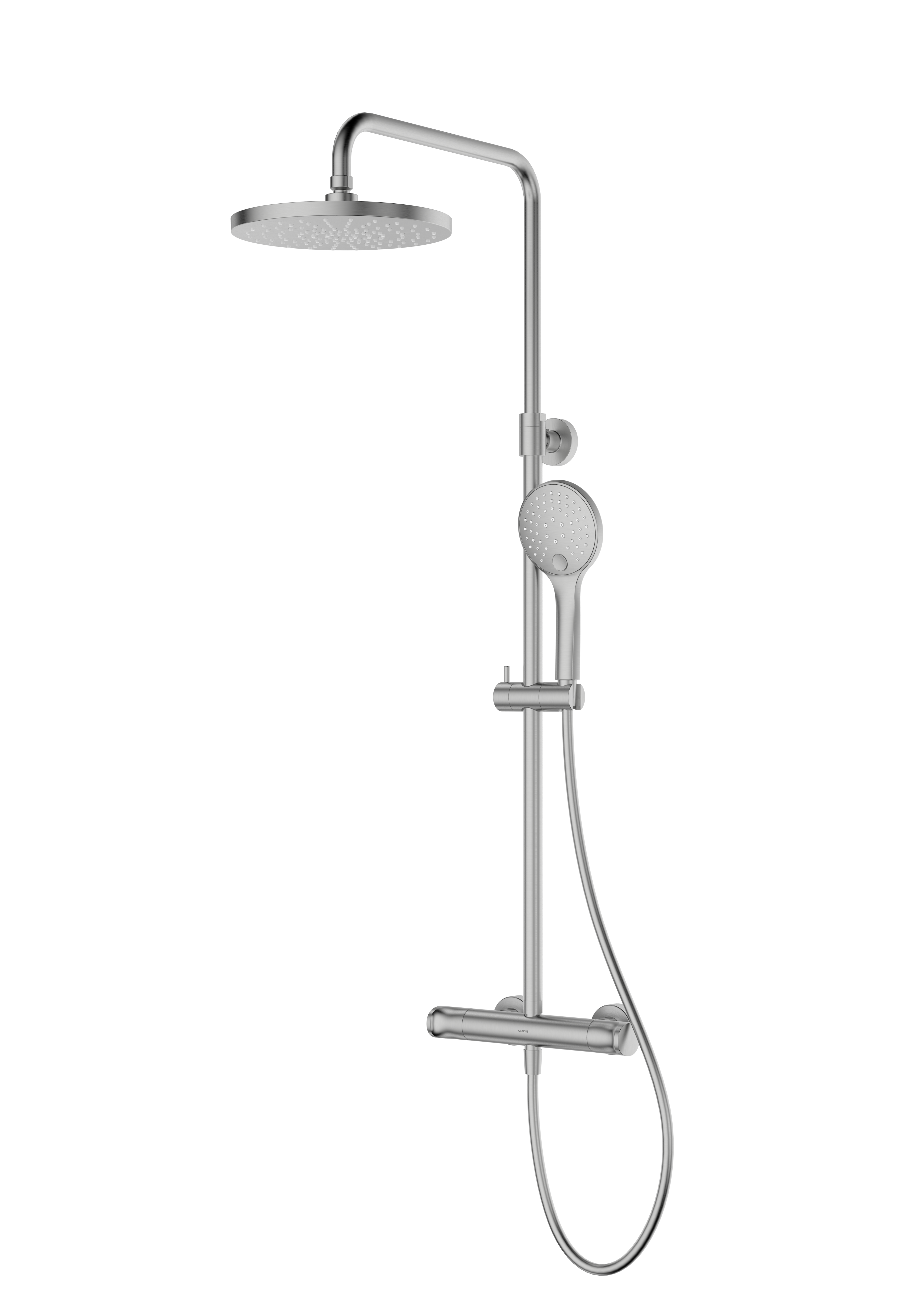 Oltens Vatten Duschset Wandmontage mit Thermostat mit Regenbrause nickel 36505910