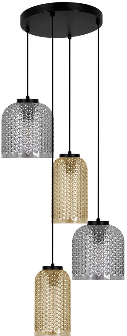 Kaja Capri Pendelleuchte 4x15 W schwarz-bernstein-graphit K-5627