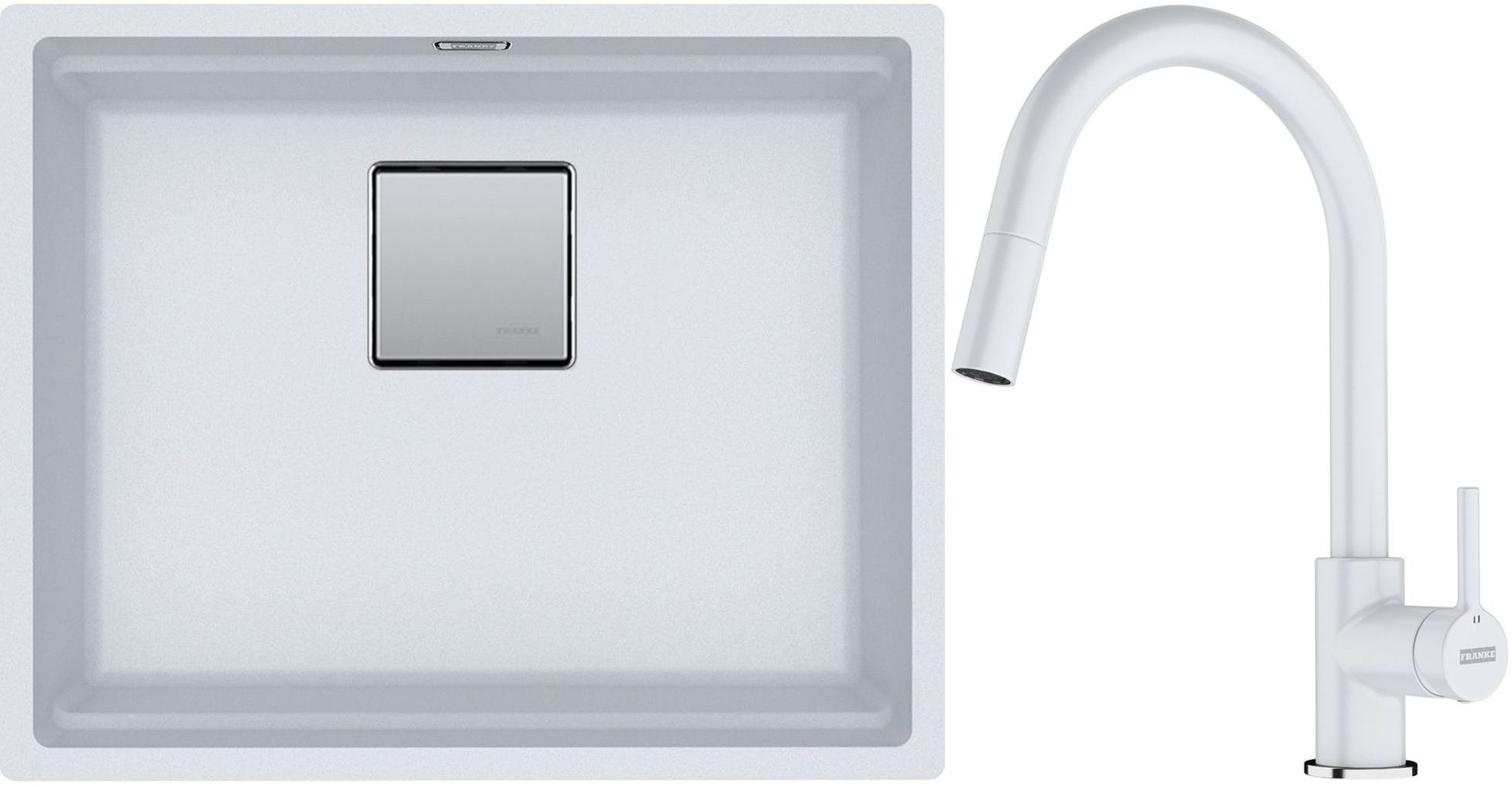 Set Granitspüle Franke Kanon 125.0528.614, Küchenarmatur Franke Lina 115.0626.081