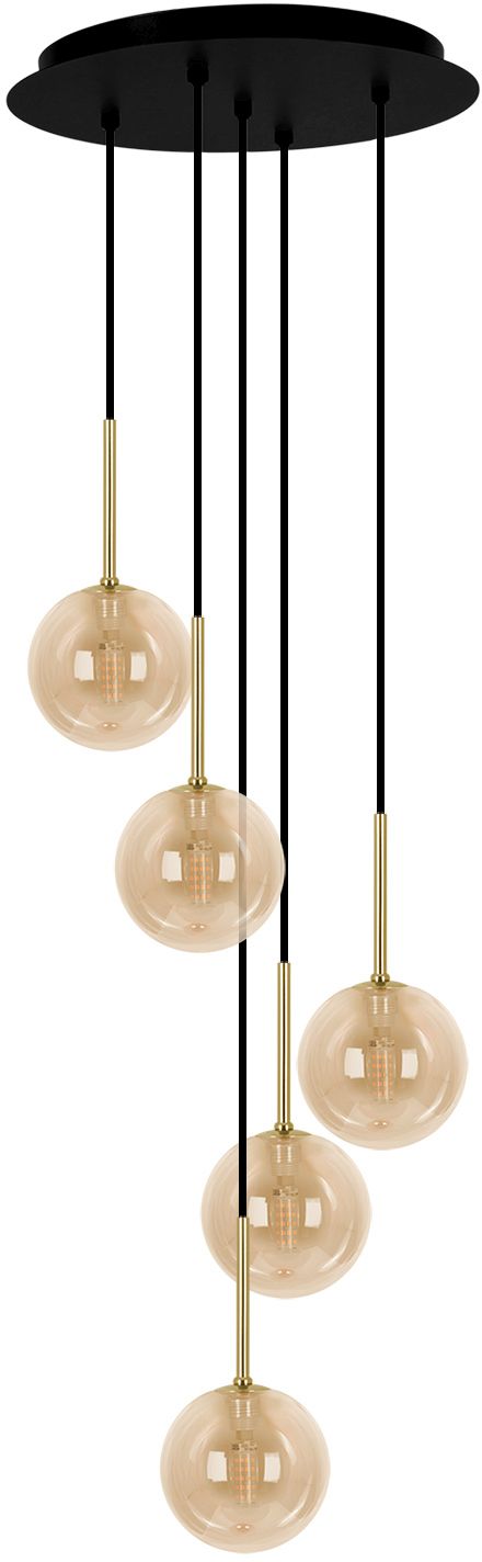 Kaja Galaxy Pendelleuchte 5x10 W schwarz-gold-bernstein K-5561
