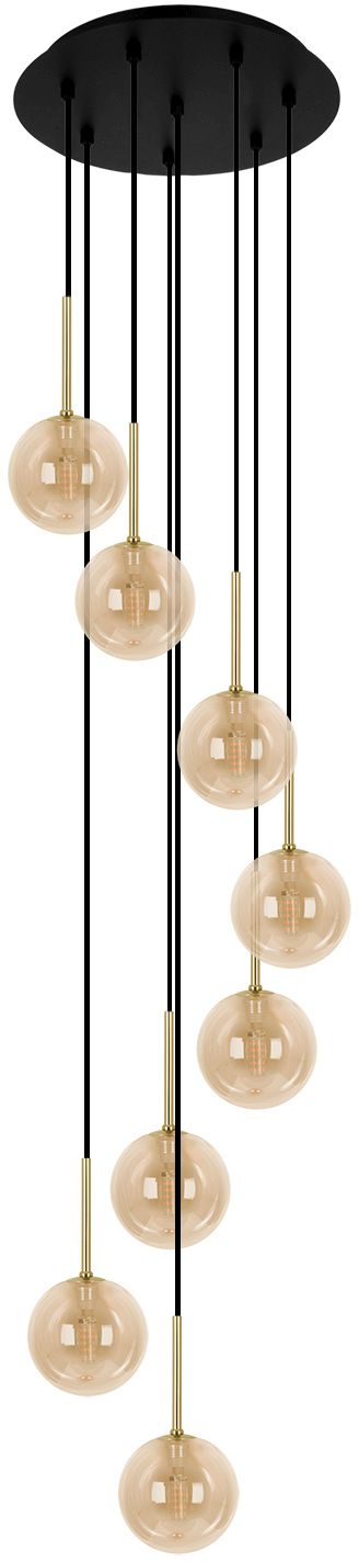 Kaja Galaxy Pendelleuchte x10 W schwarz-gold-bernstein K-5562