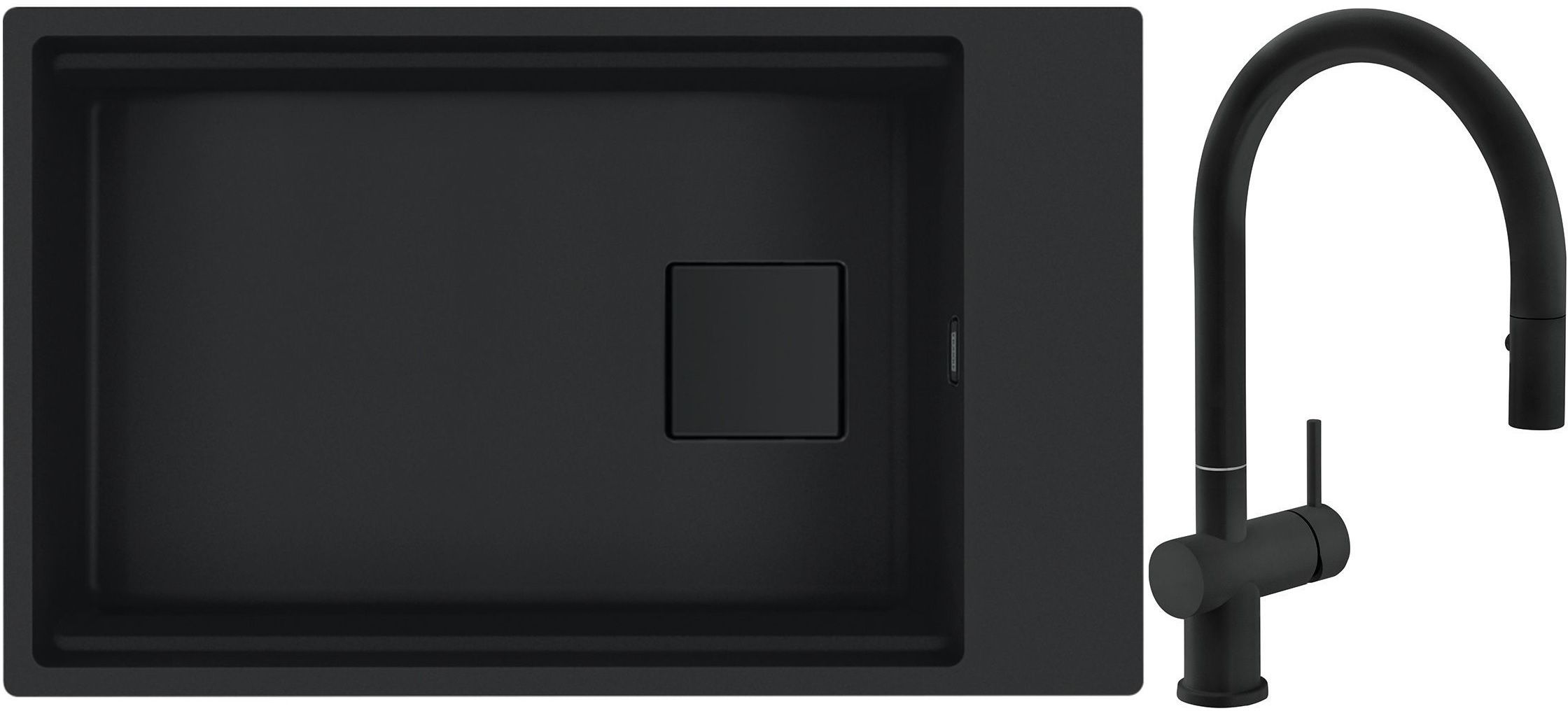 Set Granitspüle Franke Kanon 125.0721.161, Küchenarmatur Franke Active Neo 115.0653.404