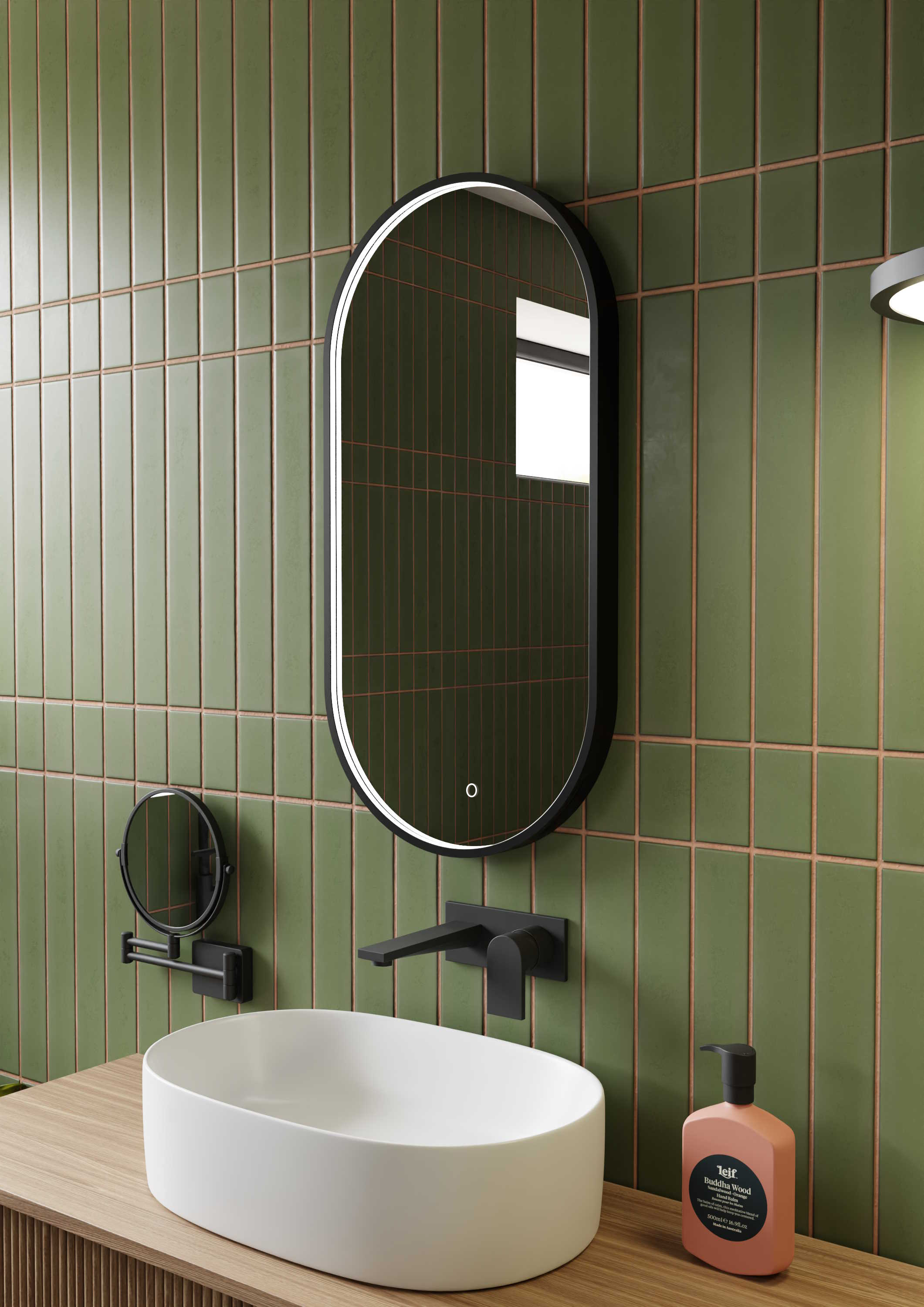 Dubiel Vitrum Loki Spiegel 40x80 cm oval mit Beleuchtung schwarz 5905241013251