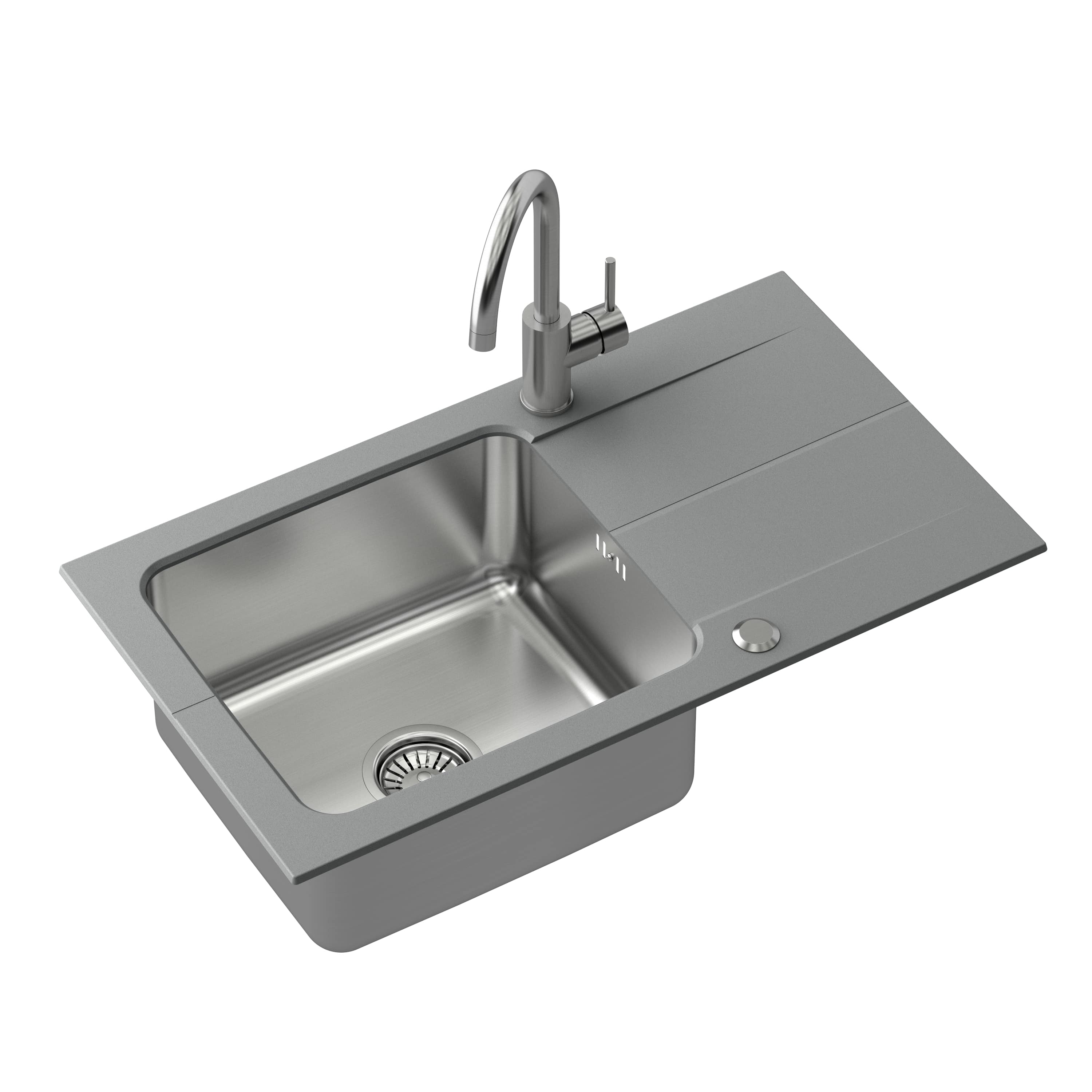Quadron Edward Granit-Edelstahl-Spüle 78x44 cm grau/graphit/onyx FUS_E7844SZ_3623500BS