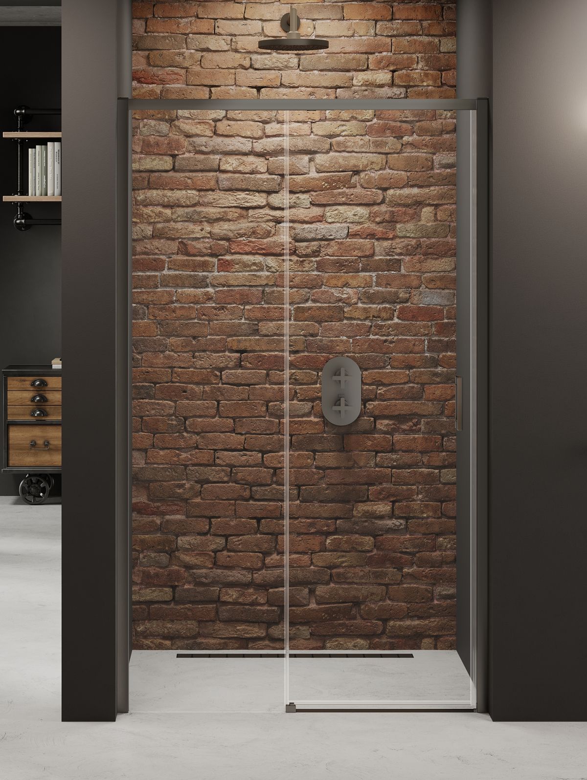 New Trendy Prime Gunmetal Brushed Duschtüren 160 cm Schiebe- gunmetal gebürstet/durchsichtiges Glas D-0897A