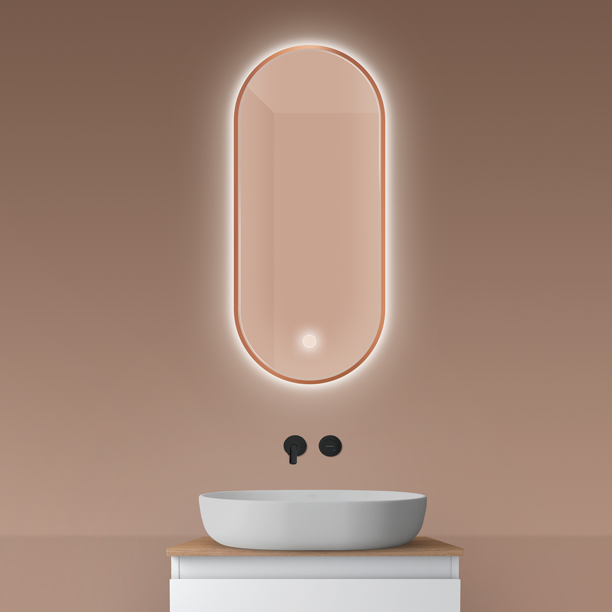 Oltens Nordlis Spiegel 40x90 cm oval mit Beleuchtung mit Spiegelheizung 64113610