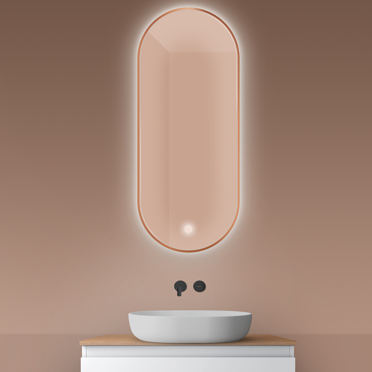 Oltens Nordlis Spiegel 50x120 cm oval mit Beleuchtung mit Spiegelheizung 64114610