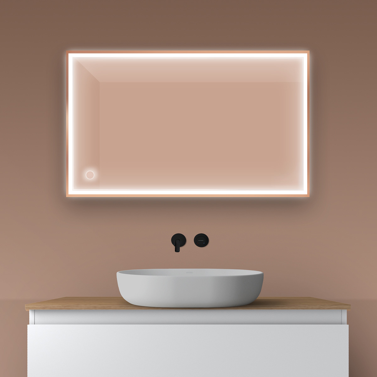 Oltens Nordlis Spiegel 60x100 cm rechteckig mit Beleuchtung mit Spiegelheizung 64106610