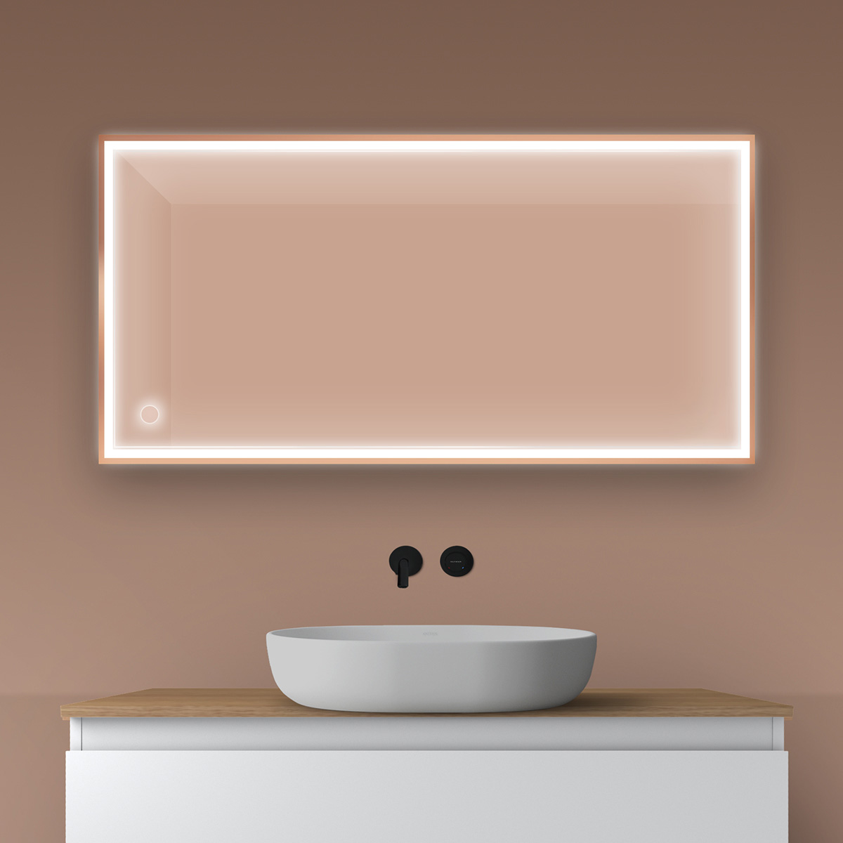 Oltens Nordlis Spiegel 60x120 cm rechteckig mit Beleuchtung mit Spiegelheizung 64107610