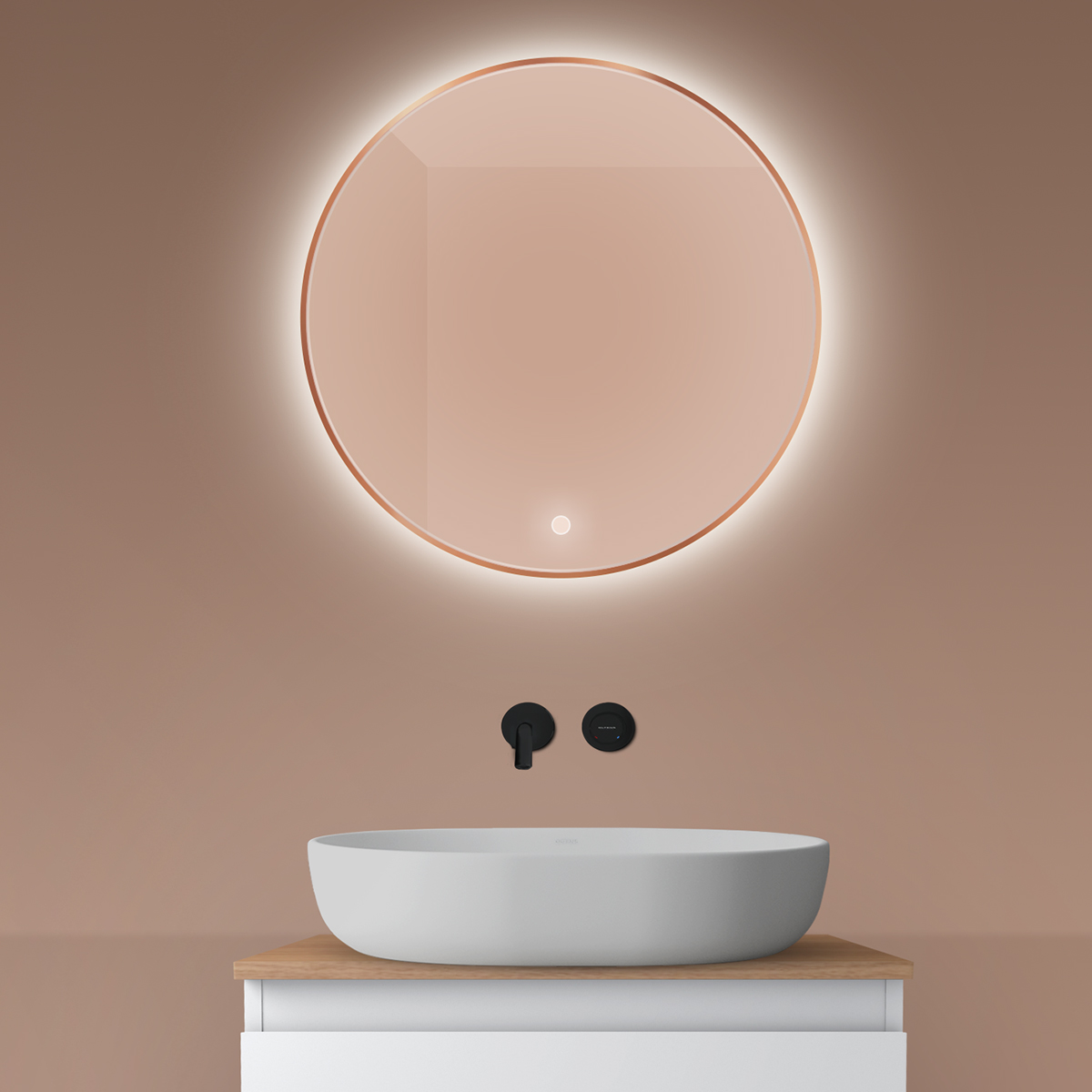 Oltens Nordlis Spiegel 60x60 cm rund mit Beleuchtung mit Spiegelheizung 64108610