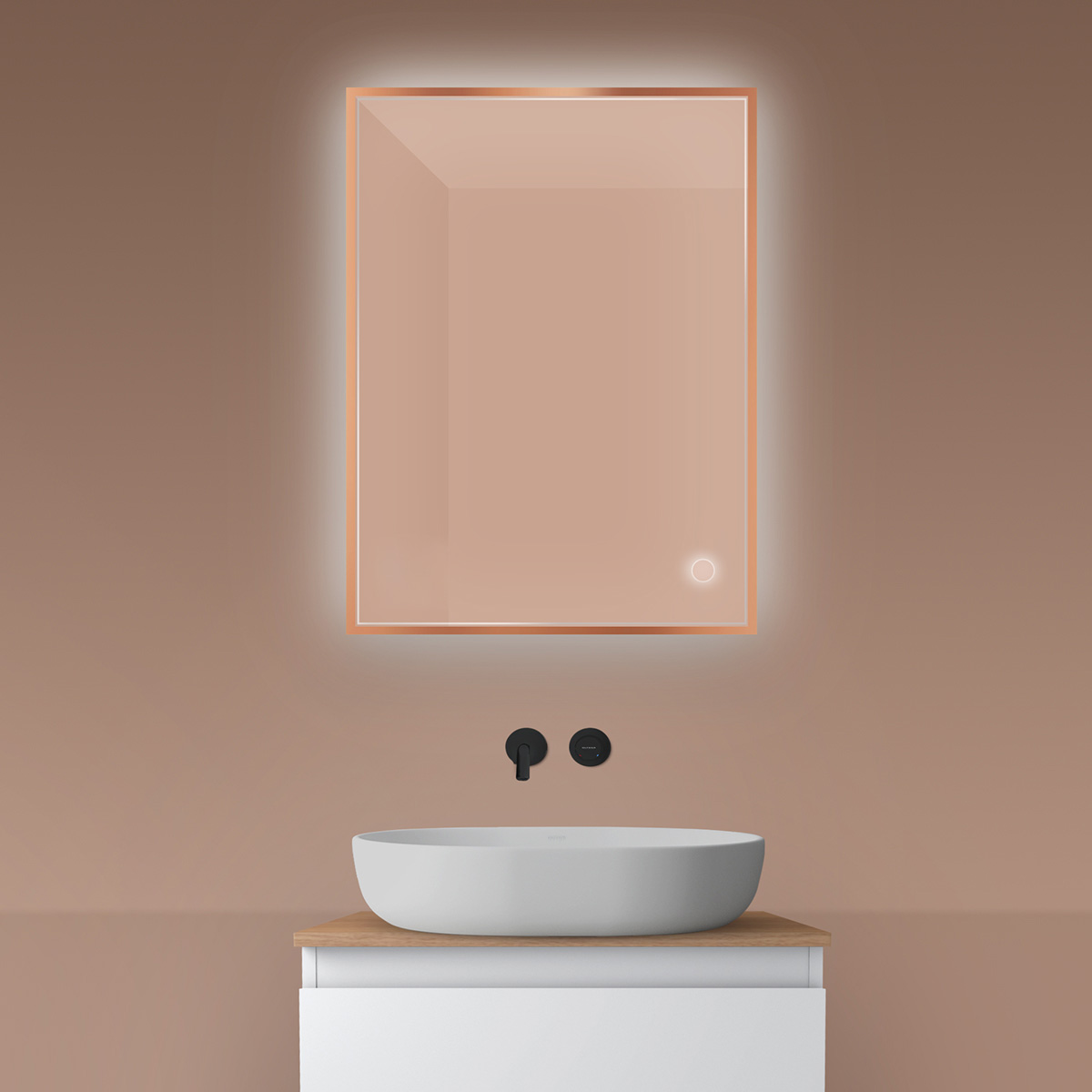 Oltens Nordlis Spiegel 60x80 cm rechteckig mit Beleuchtung mit Spiegelheizung 64115610