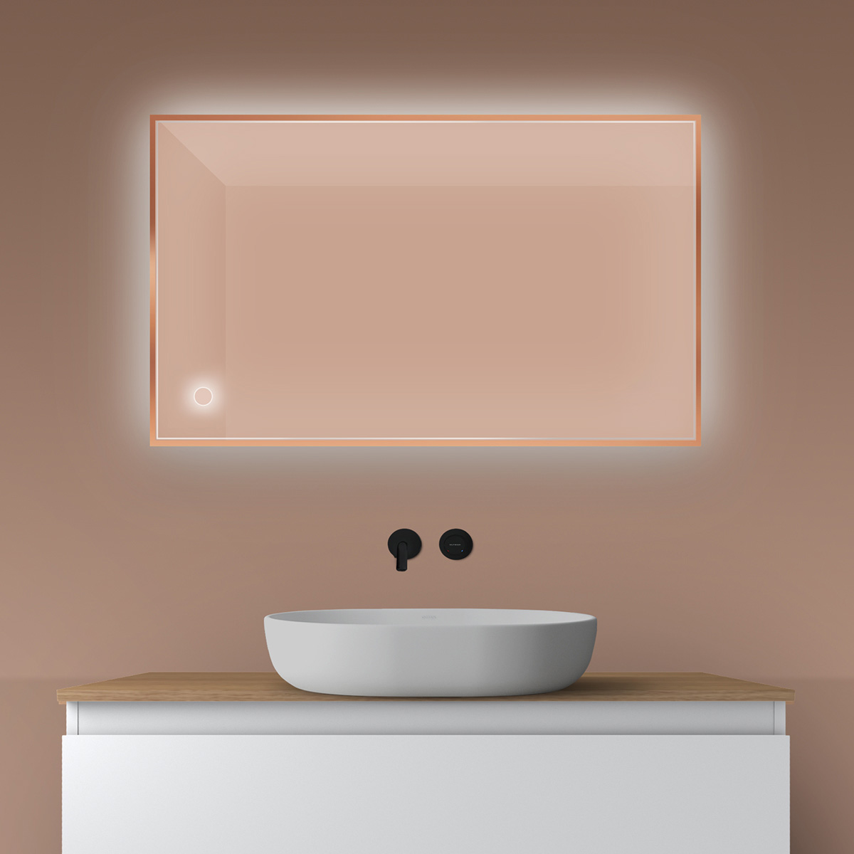 Oltens Nordlis Spiegel 60x100 cm rechteckig mit Beleuchtung mit Spiegelheizung 64111610