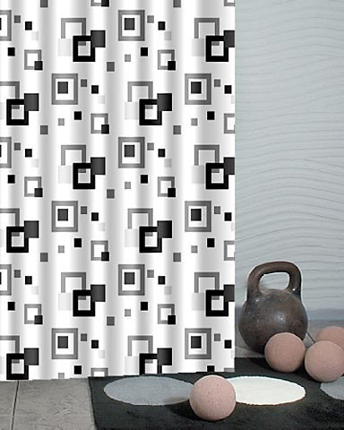 Duschy Duschvorhang 200x180 cm weiß-schwarz-grau 623-50