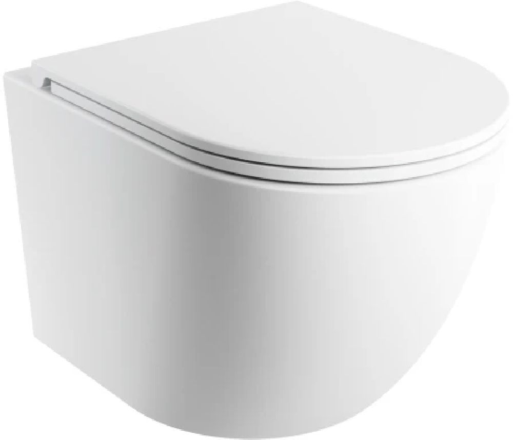 Omnires Ottawa WC-Becken mit Absenkautomatik-Sitz hängend Spülrandlos mit Wirbelspülung weiß Matte OTTAWASPMWBM