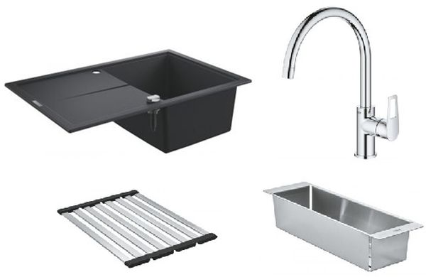 Set Granitspüle Grohe K400 31639AP0, Tropfeinsatz Grohe 40853SD0, 40854SD0, 31368001