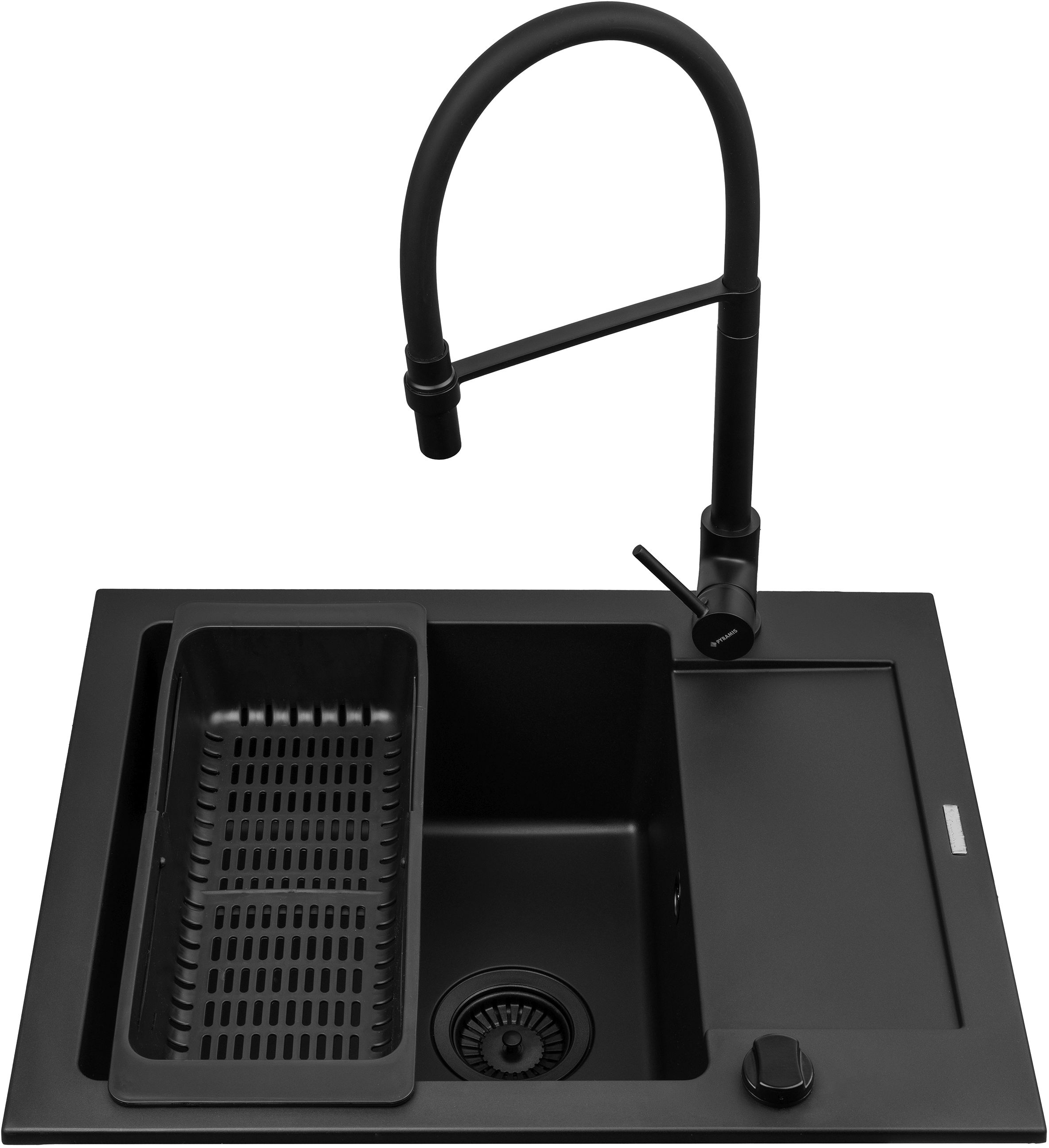 Pyramis Mido Waschbecken mit Wasserhahn schwarz/schwarz 070167602S