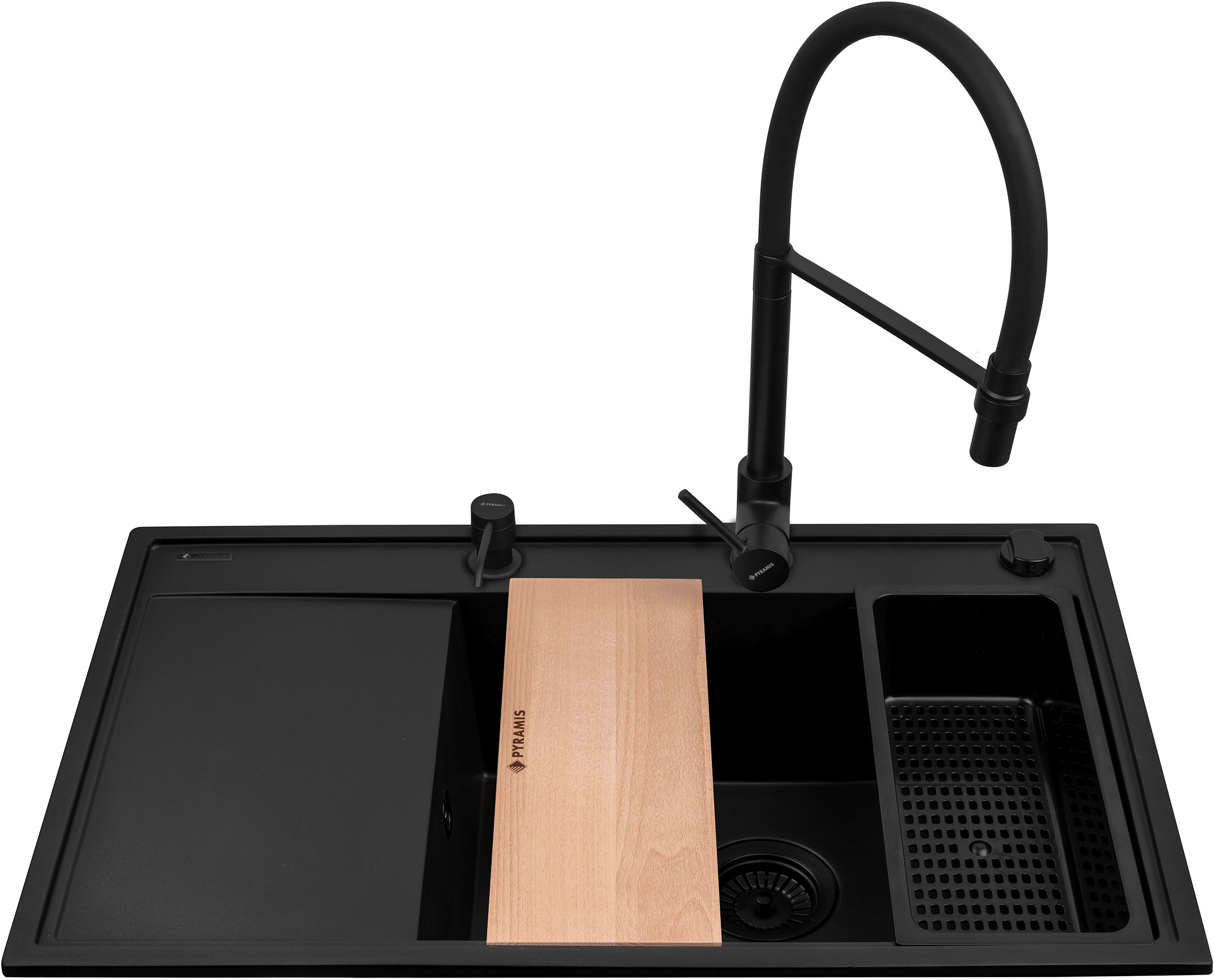 Pyramis Camea Waschbecken mit Wasserhahn schwarz/schwarz 070168502S