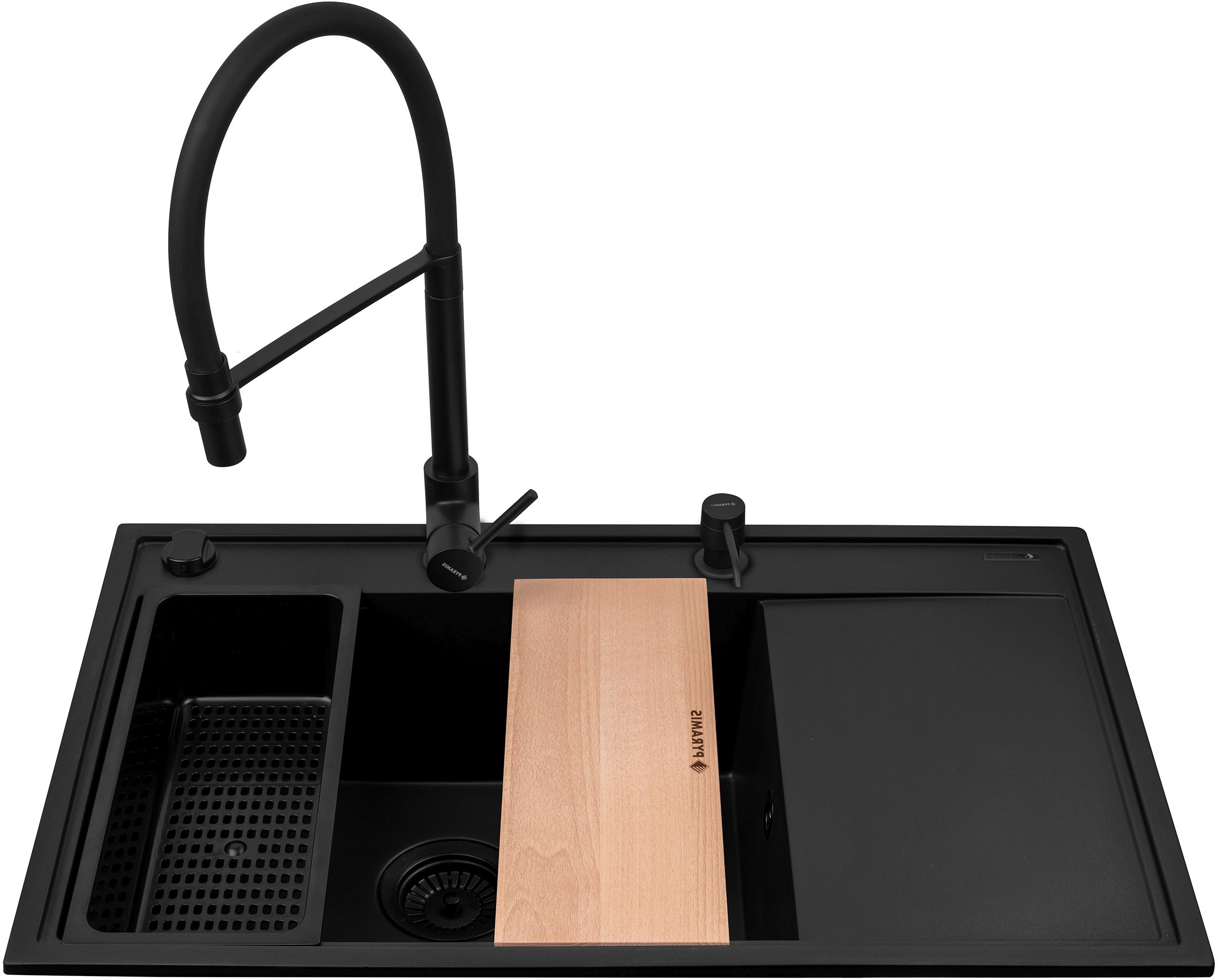 Pyramis Camea Waschbecken mit Wasserhahn schwarz/schwarz 070168402S