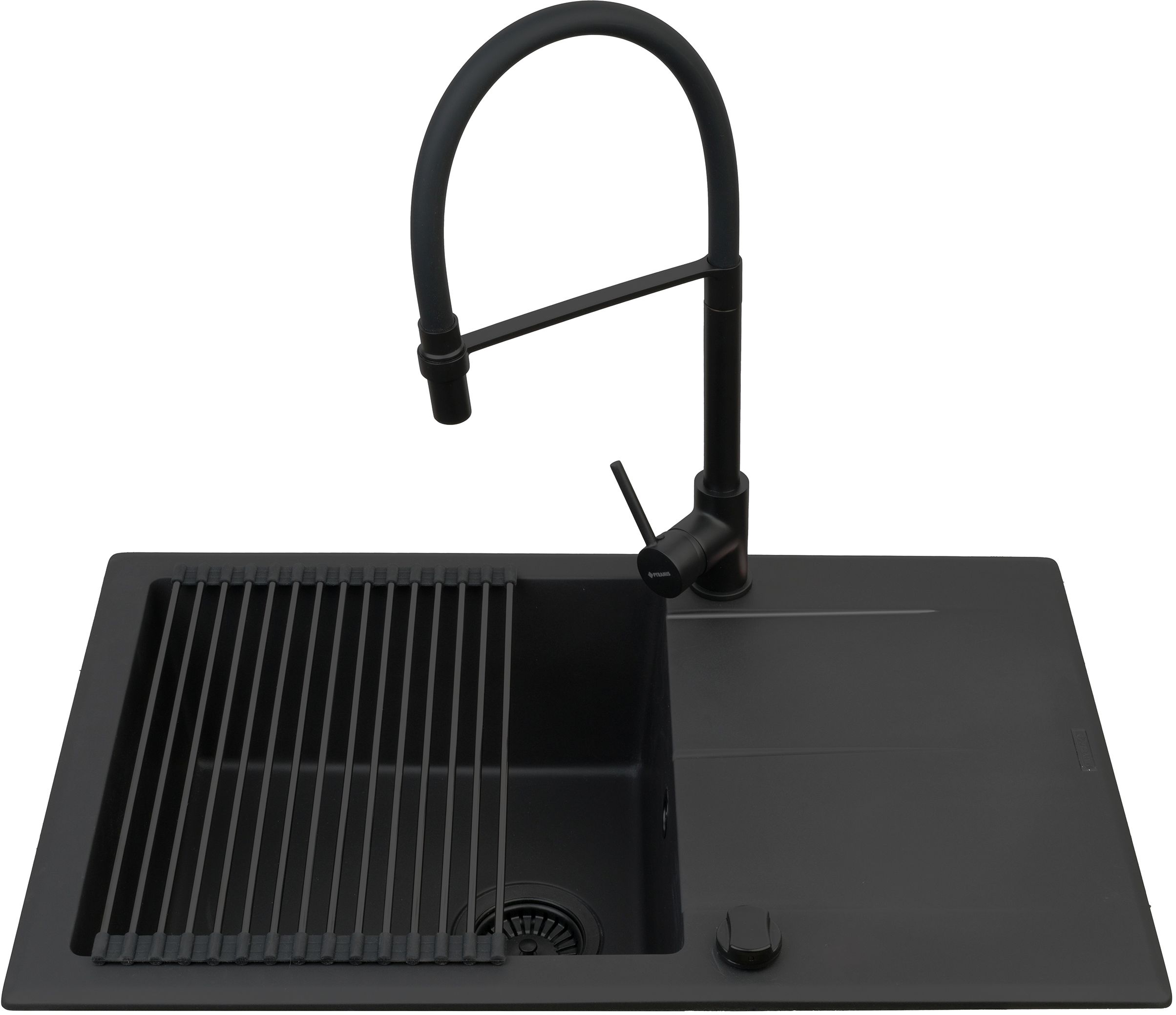 Pyramis Keros Waschbecken mit Wasserhahn schwarz/schwarz 070247001S