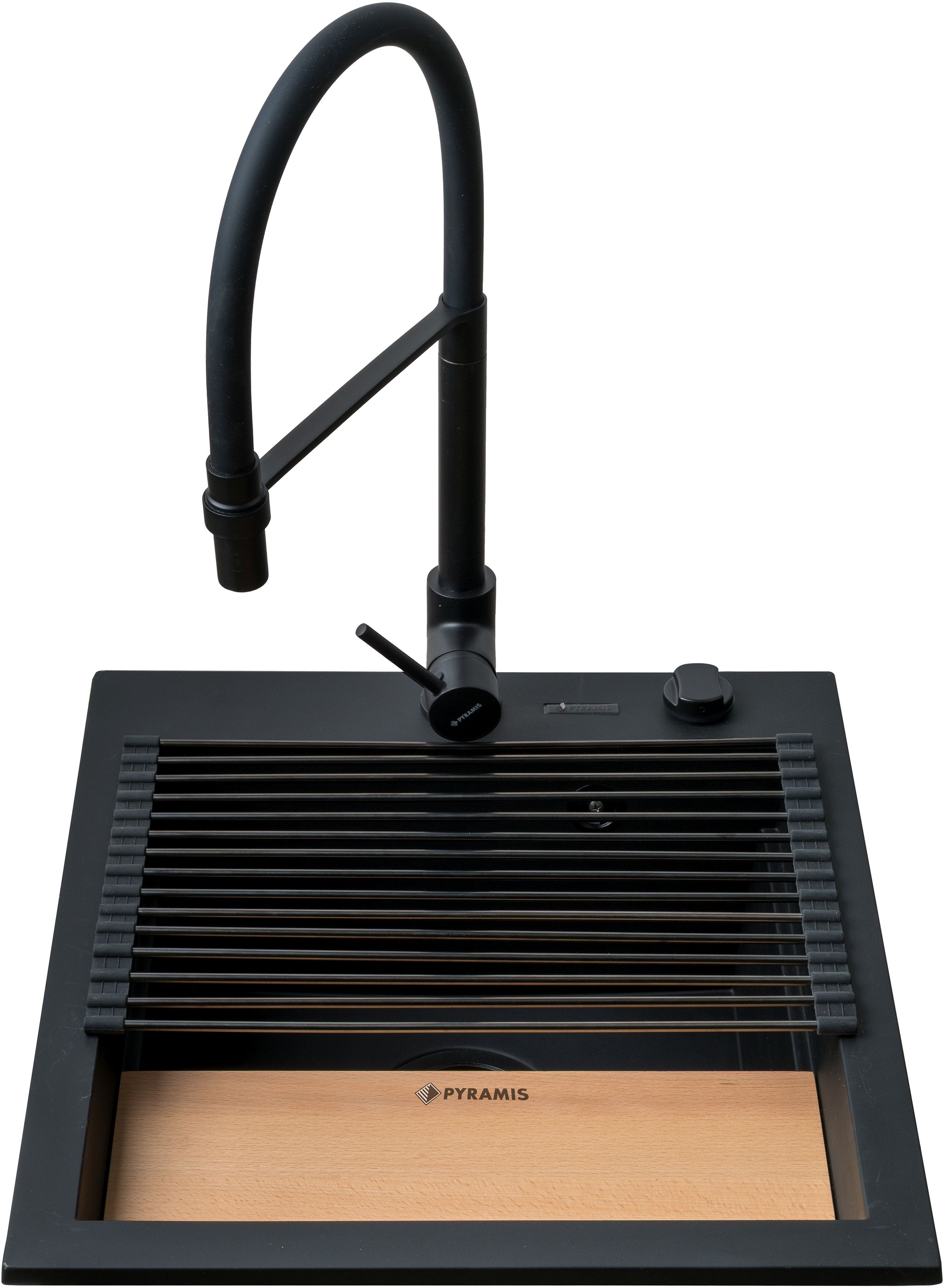 Pyramis Siros Waschbecken mit Wasserhahn schwarz/schwarz 079822801S