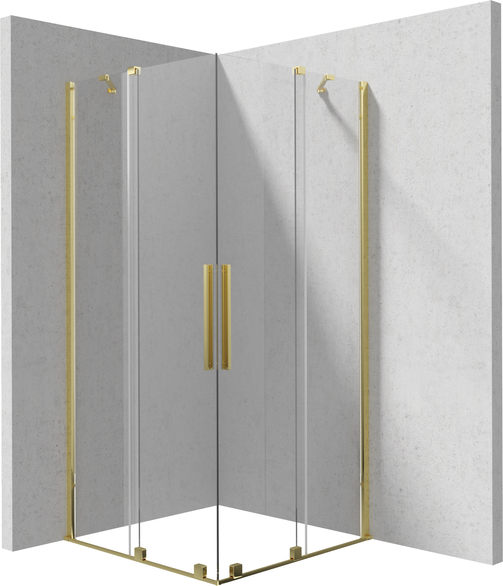 Deante Kerria Plus Dusche 90x90 cm quadratisch gold Glanz/durchsichtiges Glas KPNZP09P09