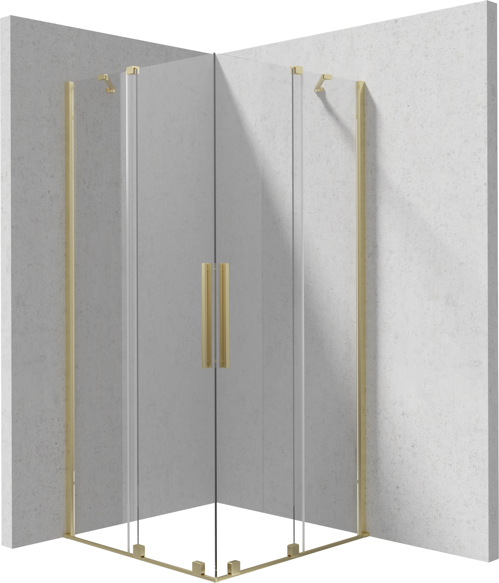 Deante Kerria Plus Dusche 90x90 cm quadratisch gold gebürstet/durchsichtiges Glas KPNRP09P09