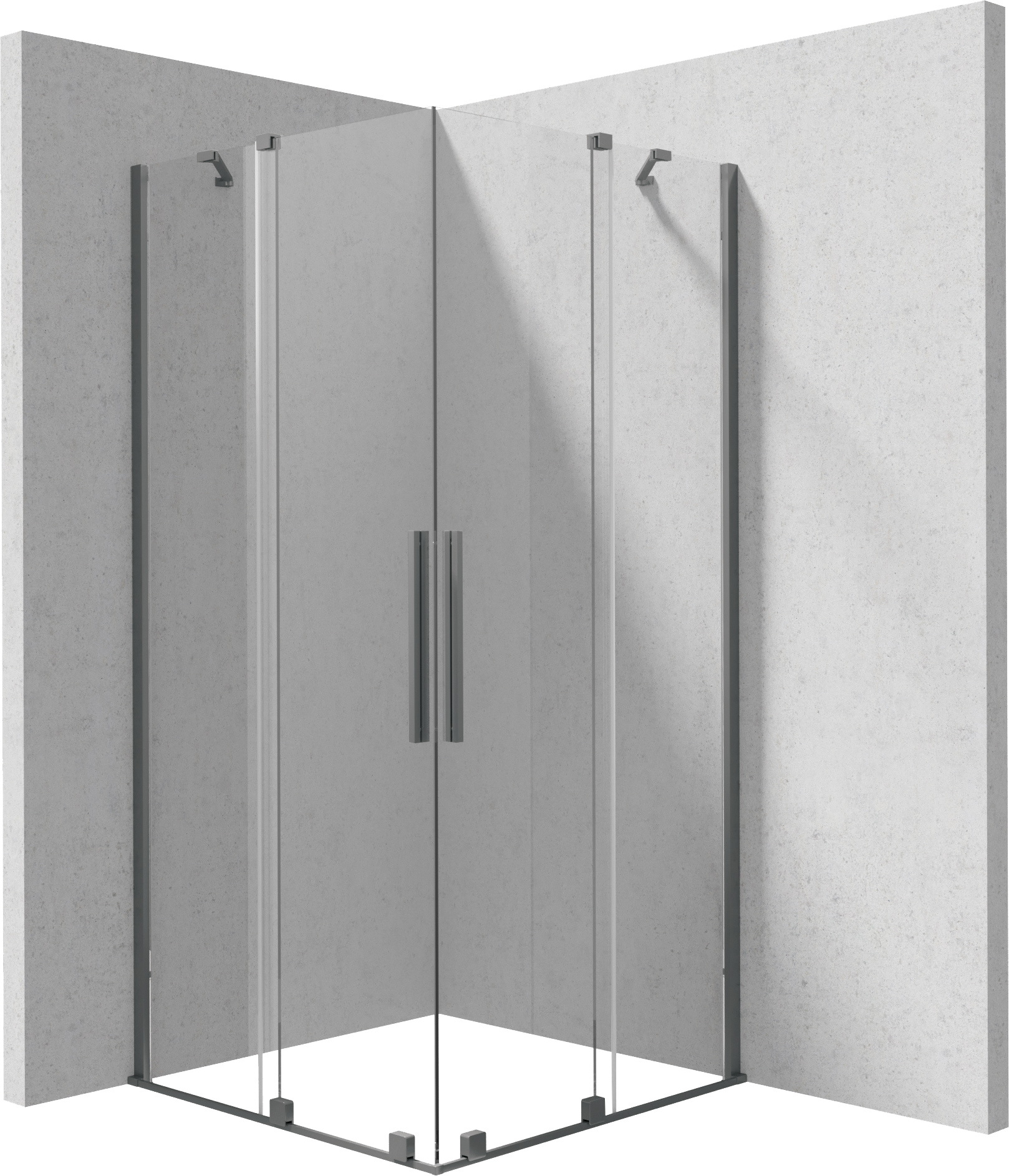 Deante Kerria Plus Dusche 90x90 cm quadratisch graphit gebürstet/durchsichtiges Glas KPNDP09P09