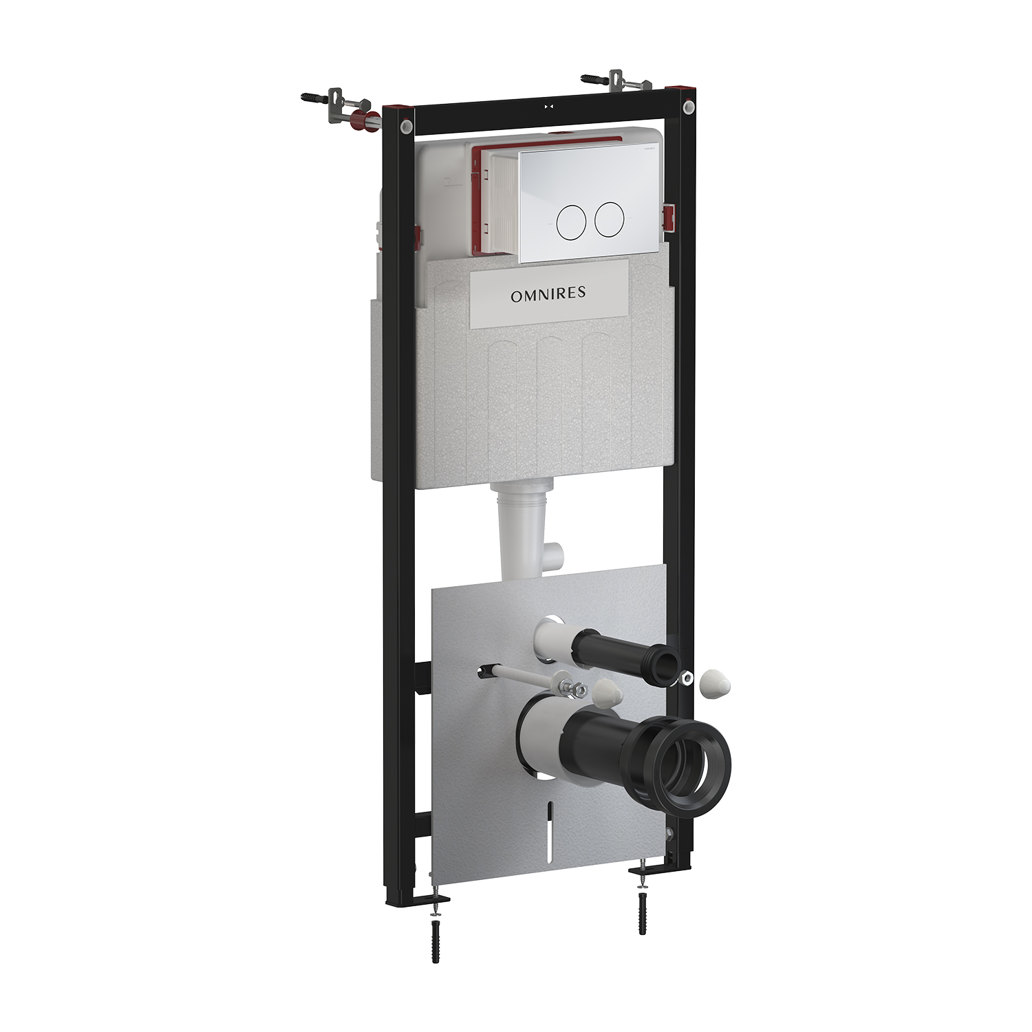 Omnires Eco Flush Set Strongframe + Minimal Verdeckter Rahmen mit Betätigungsplatte in der hängenden Schüssel STFWCECO1MRCR