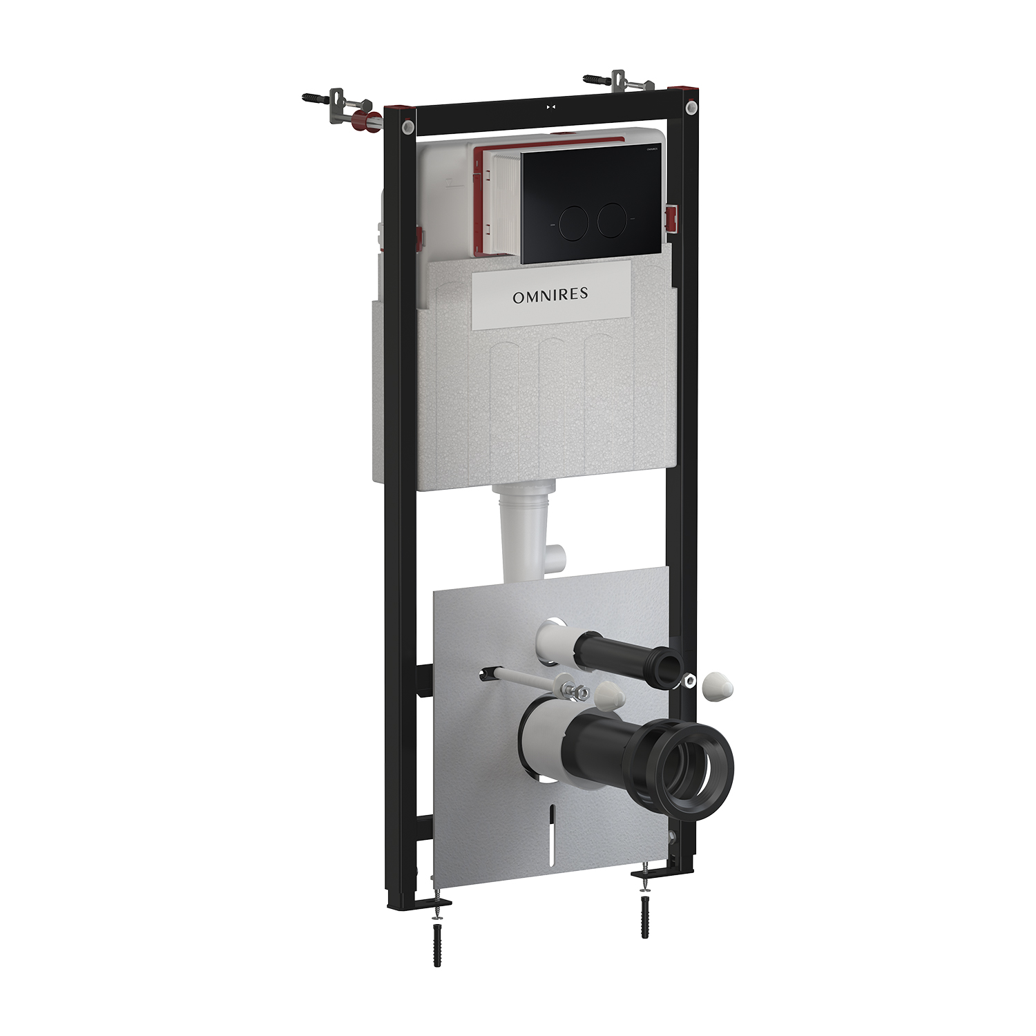 Omnires Eco Flush Set Strongframe + Minimal Verdeckter Rahmen mit Betätigungsplatte in der hängenden Schüssel STFWCECO1MRBLM