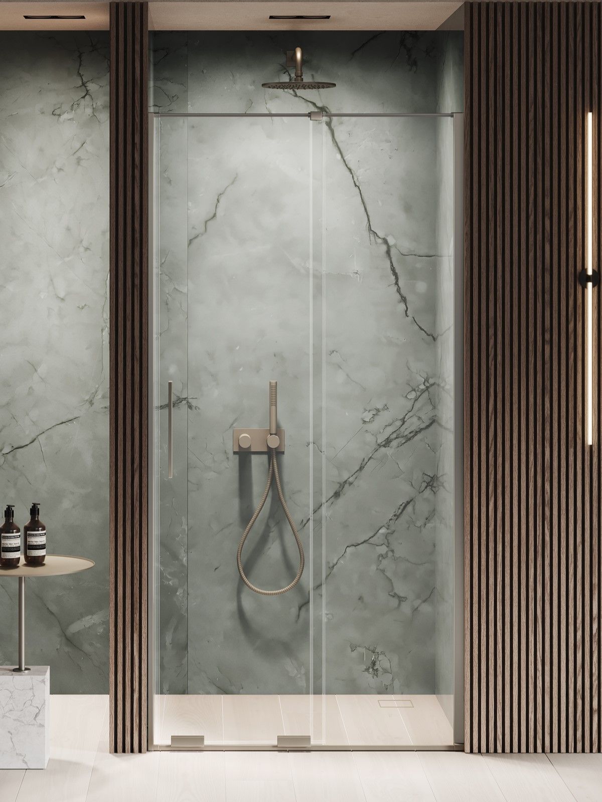 New Trendy Smart Duschtüren 130 cm Schiebe- gunmetal gebürstet/durchsichtiges Glas EXK-7818