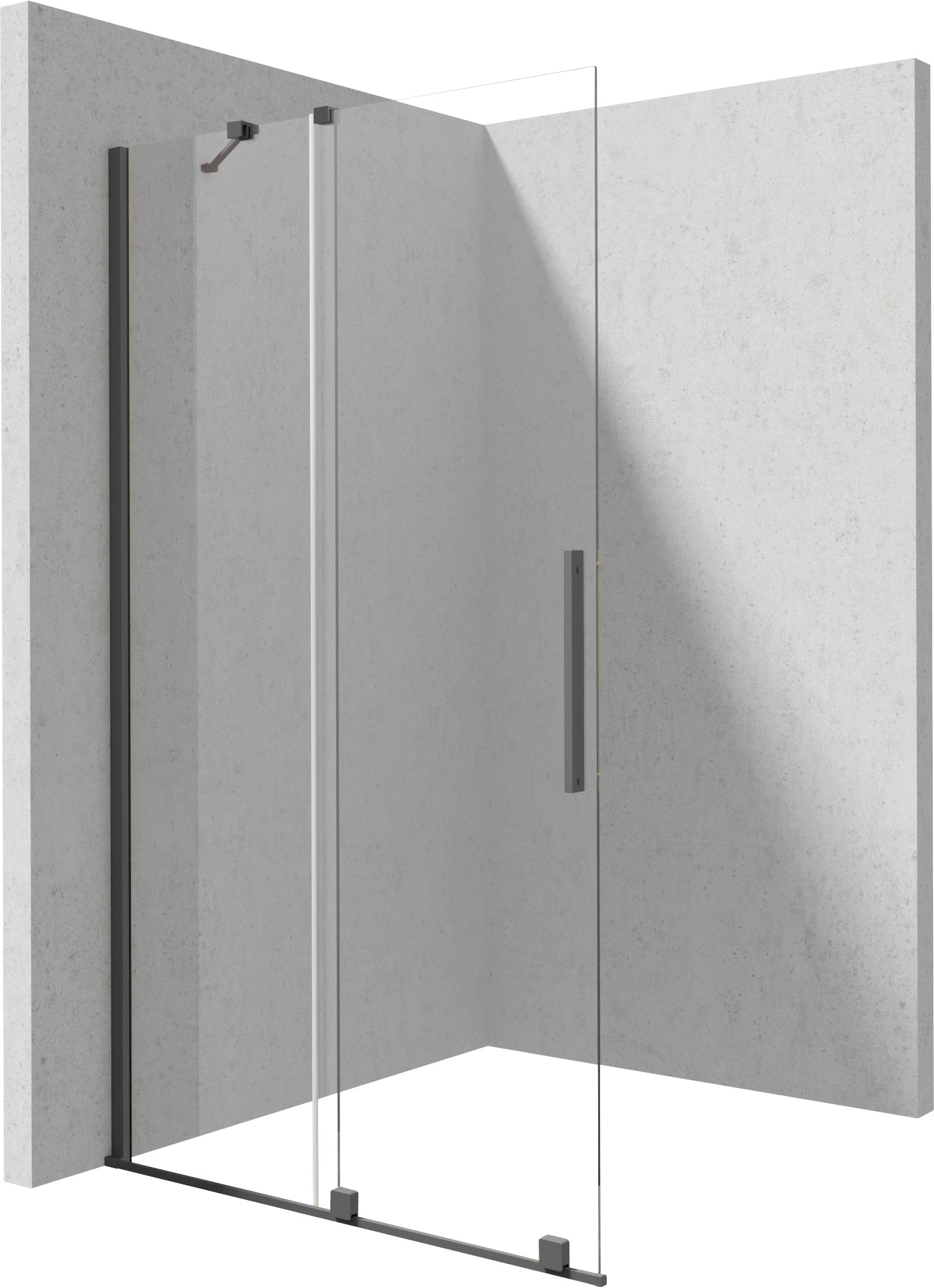 Deante Prizma Begehbare Duschwand 140 cm graphit gebürstet/durchsichtiges Glas KTJ_D34R