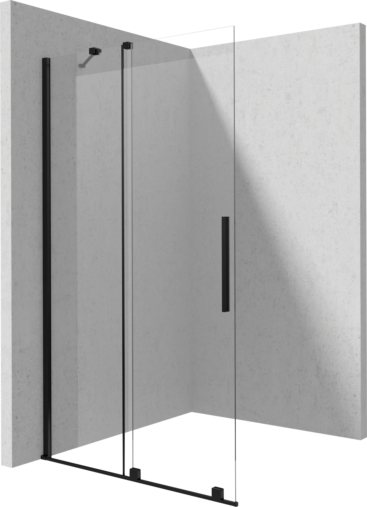 Deante Prizma Begehbare Duschwand 140 cm schwarz Matte/durchsichtiges Glas KTJ_N34R