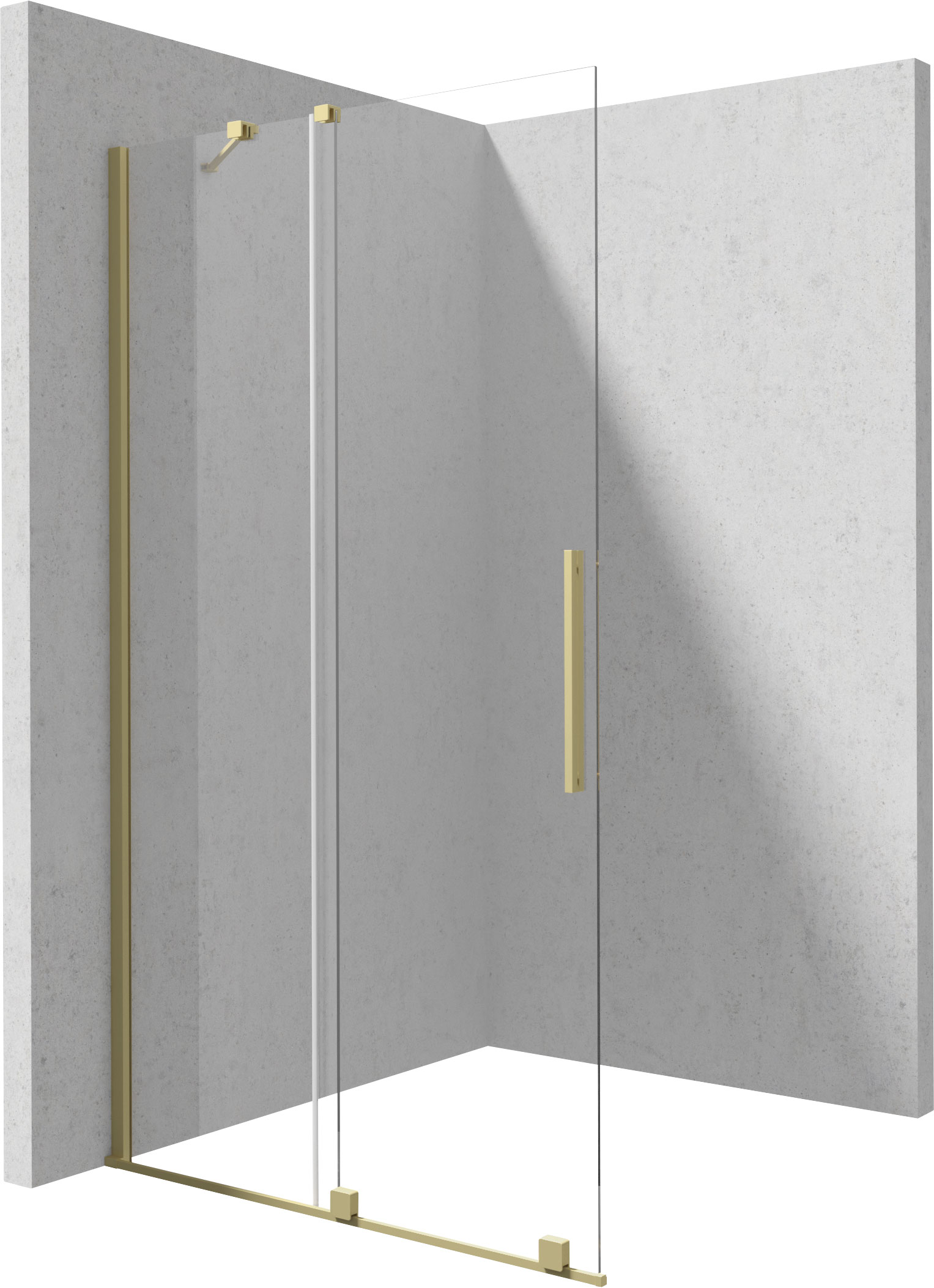 Deante Prizma Begehbare Duschwand 140 cm gold gebürstet/durchsichtiges Glas KTJ_R34R