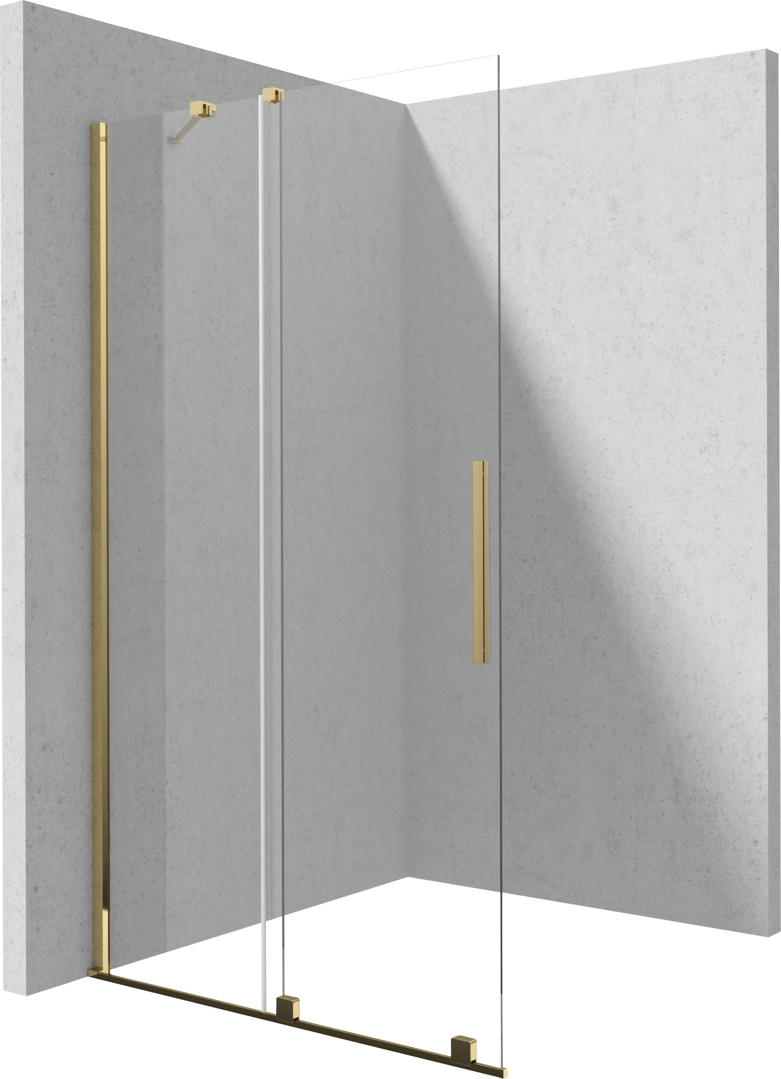 Deante Prizma Begehbare Duschwand 140 cm gold Glanz/durchsichtiges Glas KTJ_Z34R