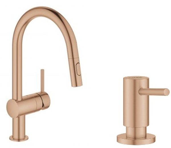 Set Küchenarmatur Grohe Minta 32321DL2, Flüssigkeitsspender Grohe Cosmopolitan 40535DL0