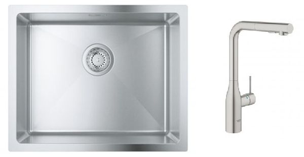 Set Küchenarmatur Grohe Essence 30270DC0, Stahlspüle Grohe K700 31574SD1