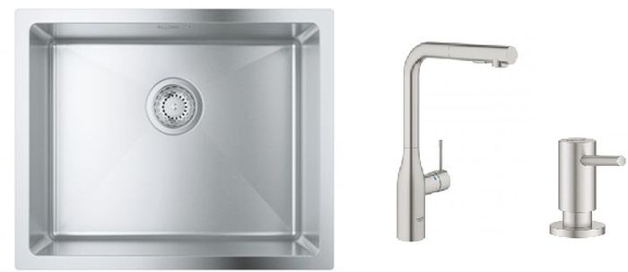 Set Küchenarmatur Grohe Essence 30270DC0, Stahlspüle Grohe K700 31574SD1, 40535DC0