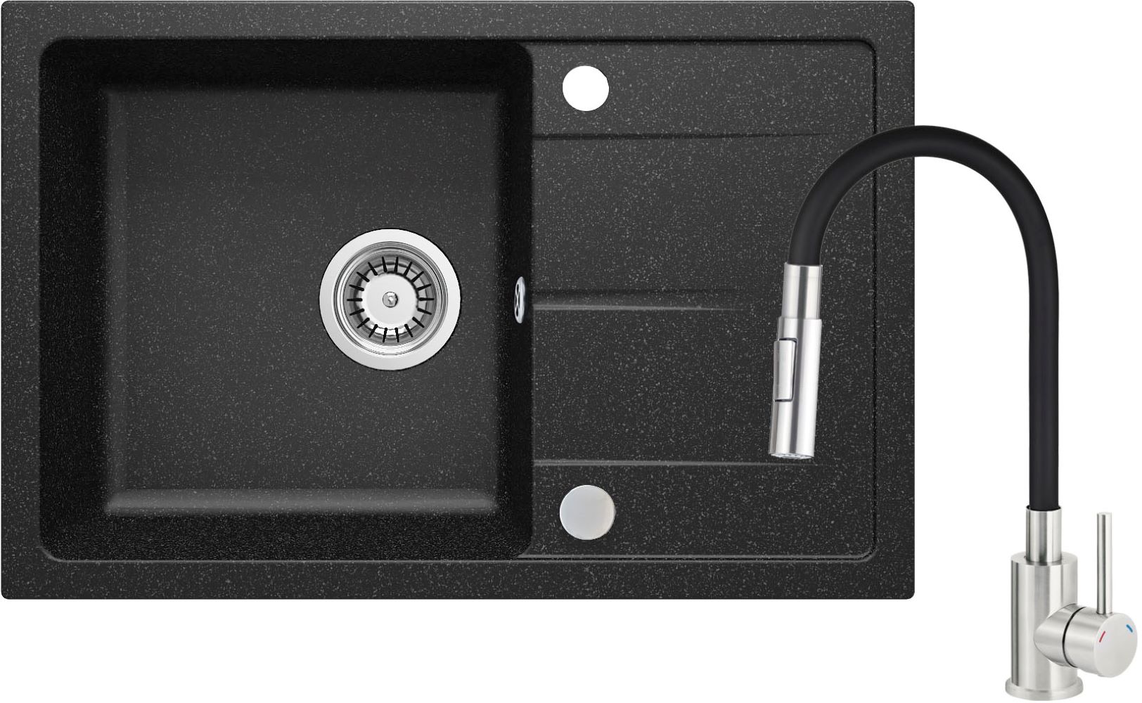 Deante Leda Waschbecken mit Wasserhahn graphit/stahl ZRDG2113