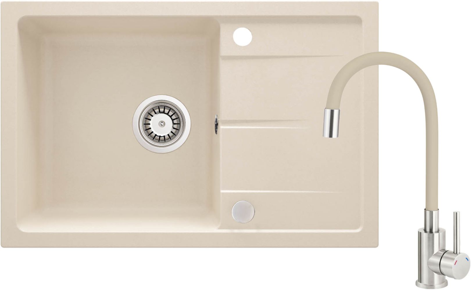 Deante Leda Waschbecken mit Wasserhahn beige/stahl ZRDG5113