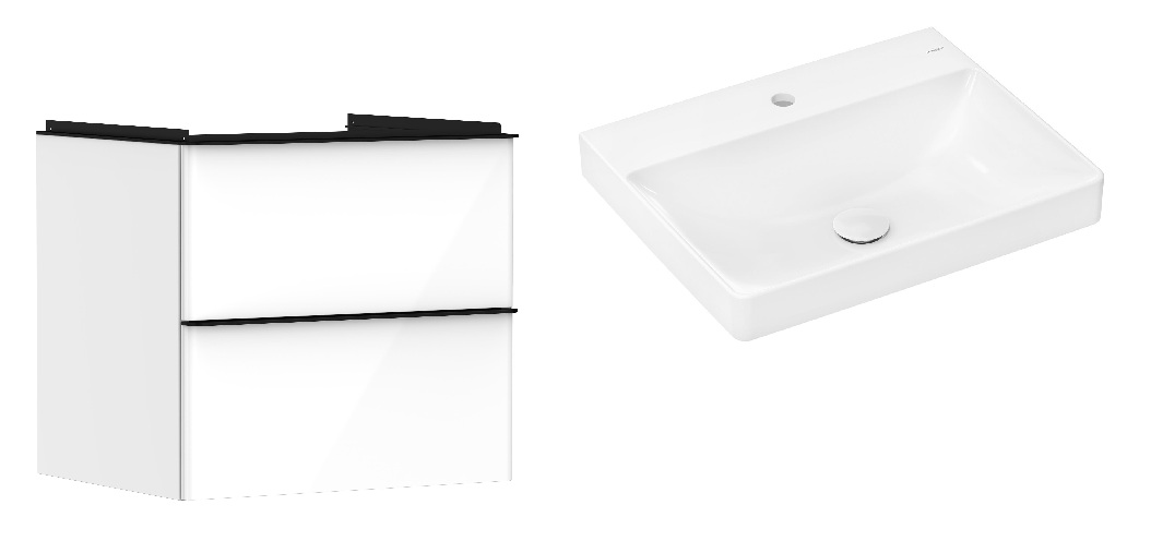 Set Kabinett Hansgrohe Xelu Q 54023670, Waschbecken Hansgrohe Xelu Q 61016450